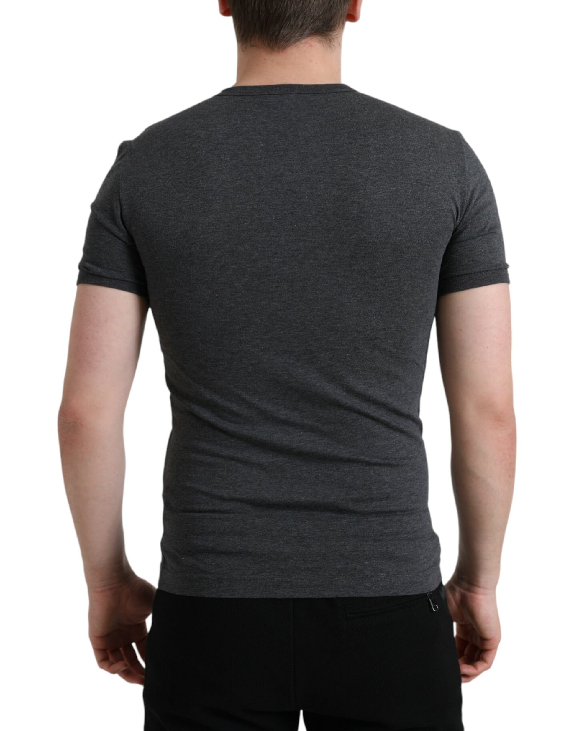 Dolce & Gabbana Dark Gray Cotton Crew Neck T-shirt Dolce & Gabbana
