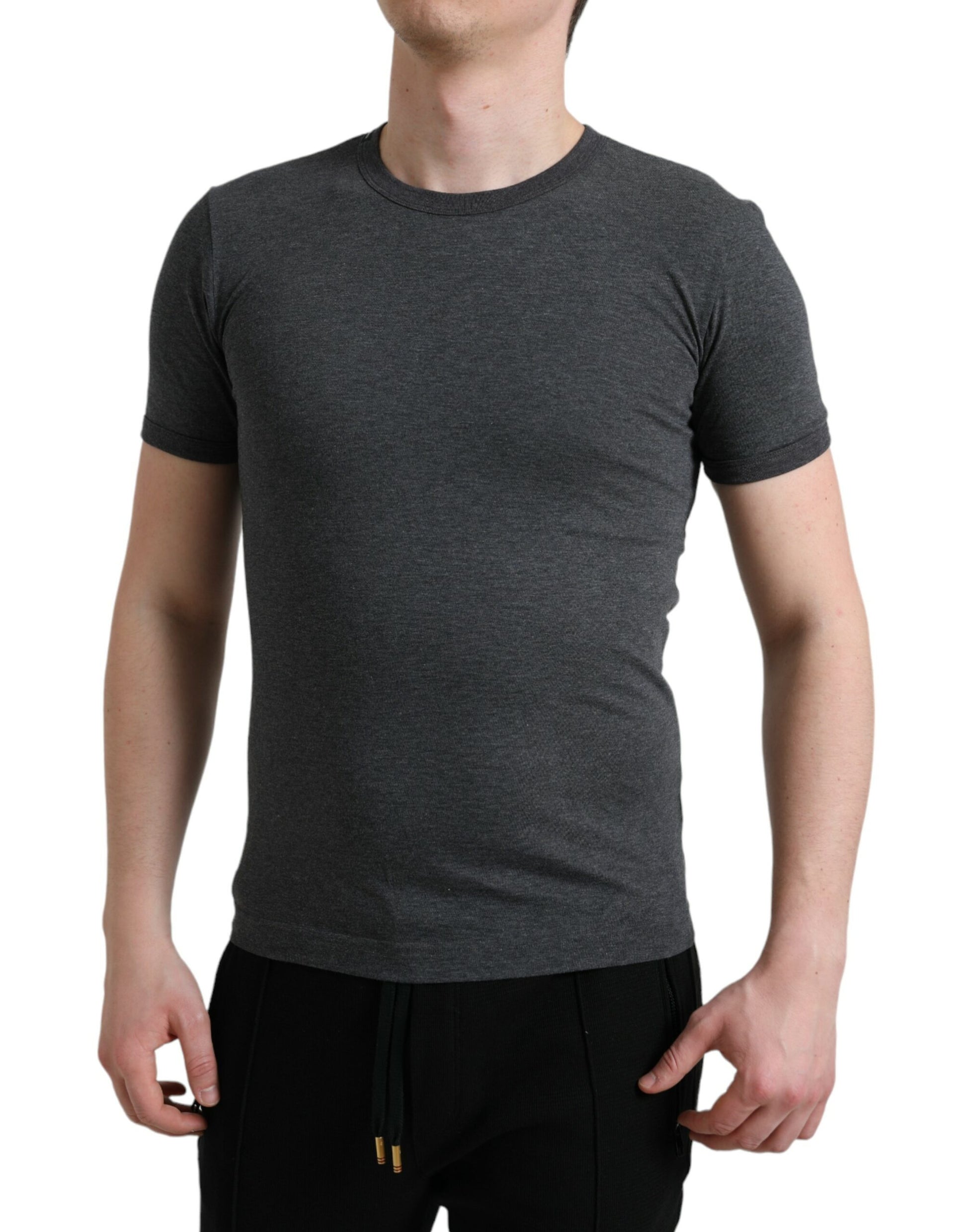 Dolce & Gabbana Dark Gray Cotton Crew Neck T-shirt Dolce & Gabbana