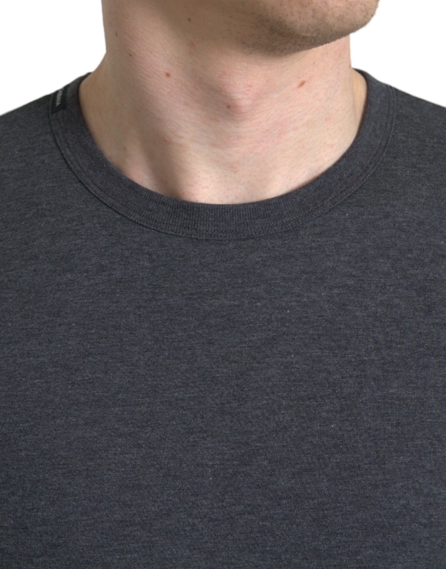 Dolce & Gabbana Dark Gray Cotton Crew Neck T-shirt Dolce & Gabbana