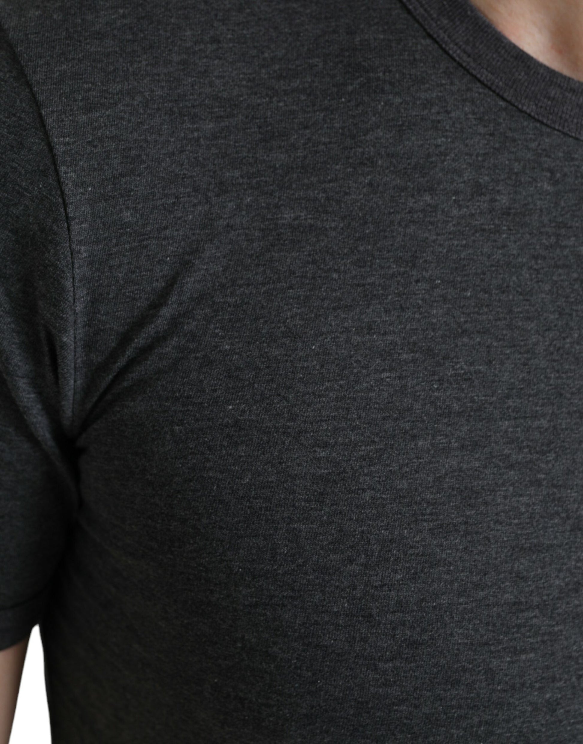 Dolce & Gabbana Dark Gray Cotton Crew Neck T-shirt Dolce & Gabbana