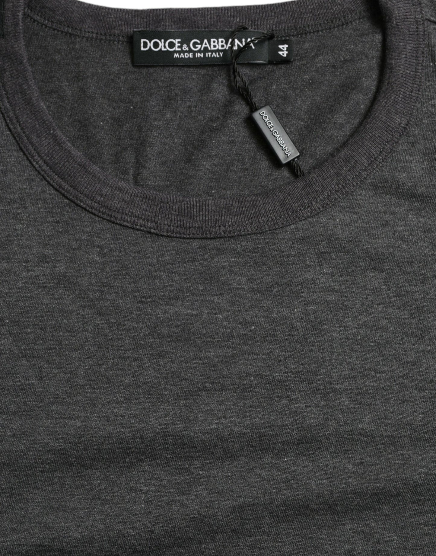 Dolce & Gabbana Dark Gray Cotton Crew Neck T-shirt Dolce & Gabbana