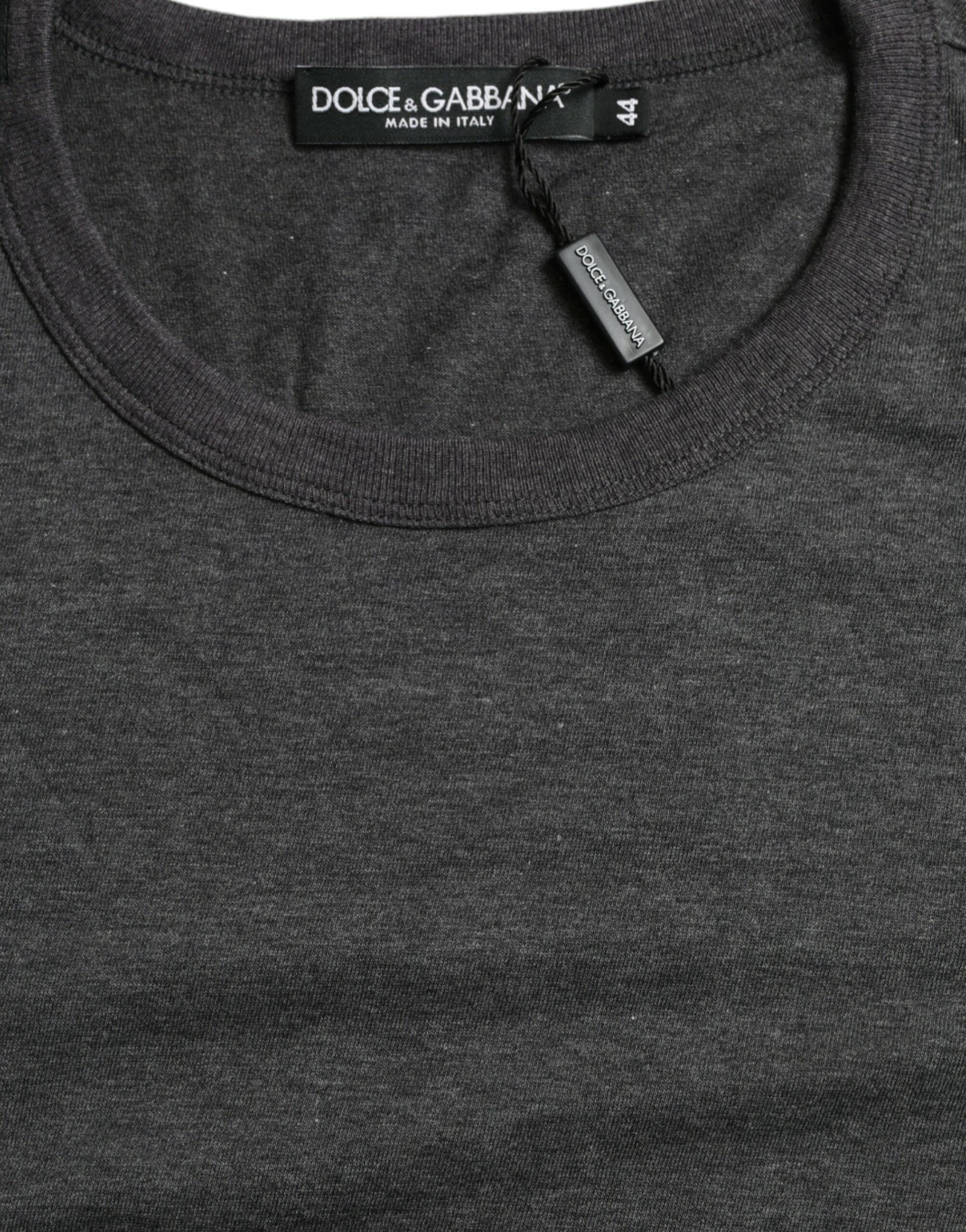 Dolce & Gabbana Dark Gray Cotton Crew Neck T-shirt Dolce & Gabbana