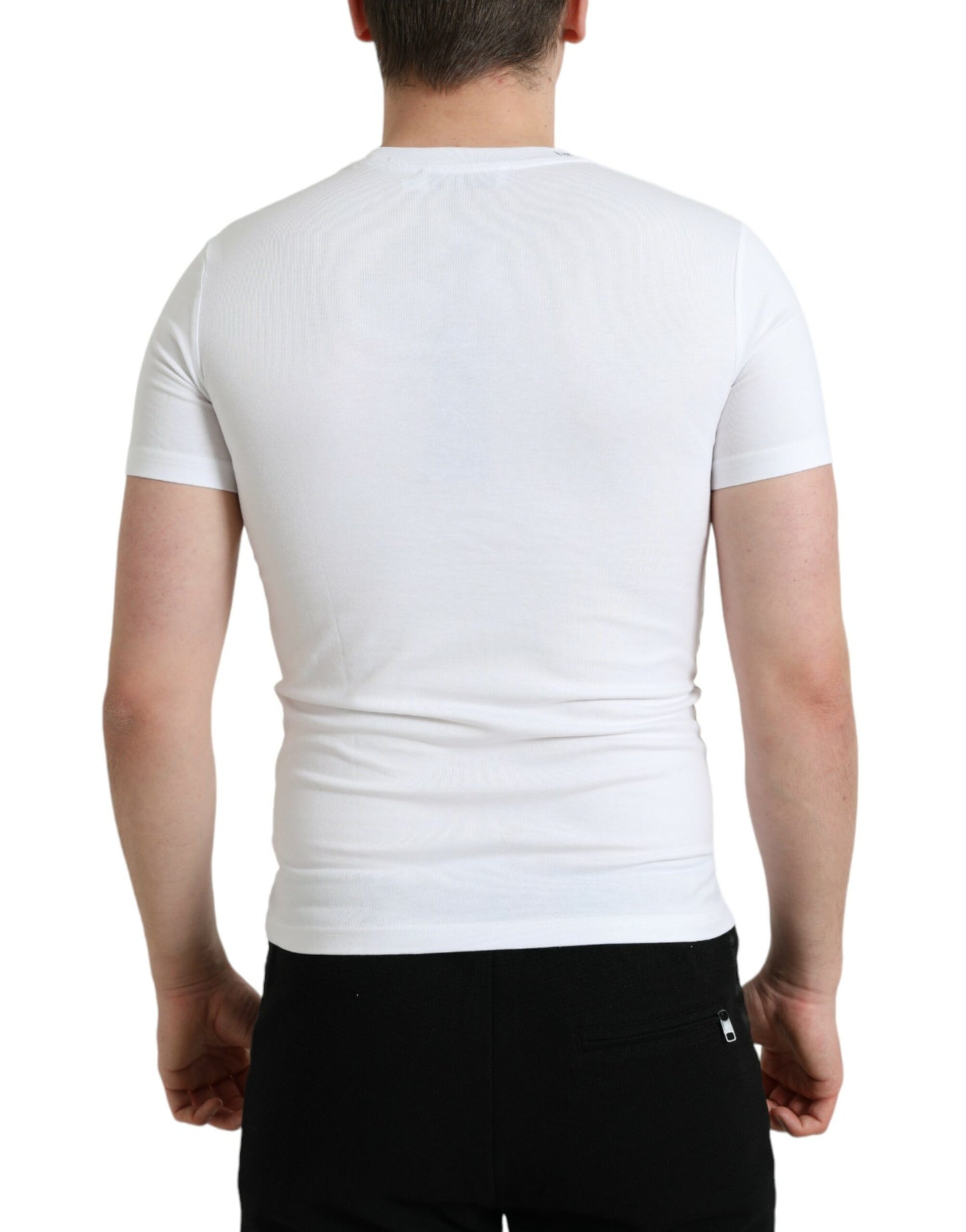 Dolce & Gabbana White Logo Print Cotton Crew Neck T-shirt Dolce & Gabbana