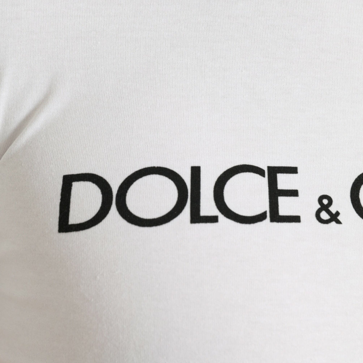 Dolce & Gabbana White Logo Print Cotton Crew Neck T-shirt