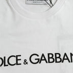 Dolce & Gabbana White Logo Print Cotton Crew Neck T-shirt