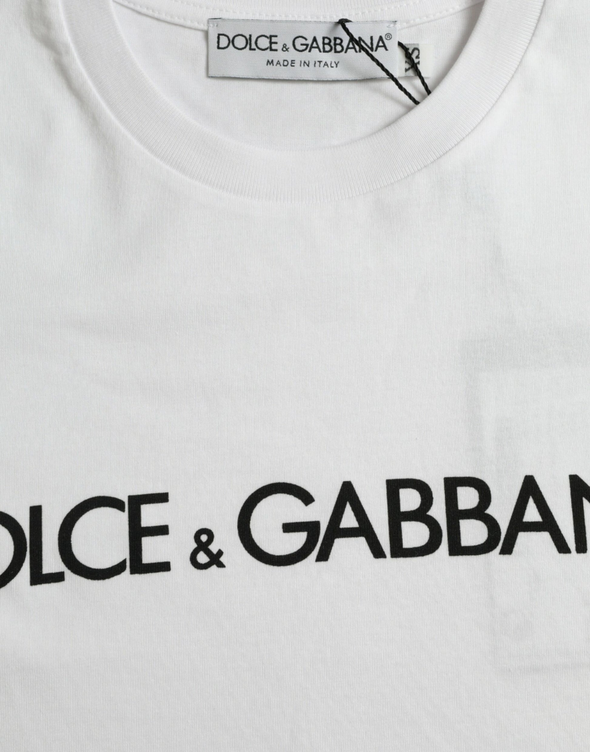 Dolce & Gabbana White Logo Print Cotton Crew Neck T-shirt Dolce & Gabbana