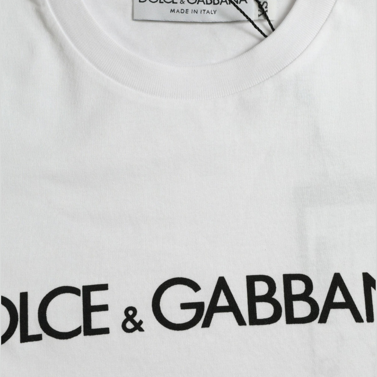 Dolce & Gabbana White Logo Print Cotton Crew Neck T-shirt