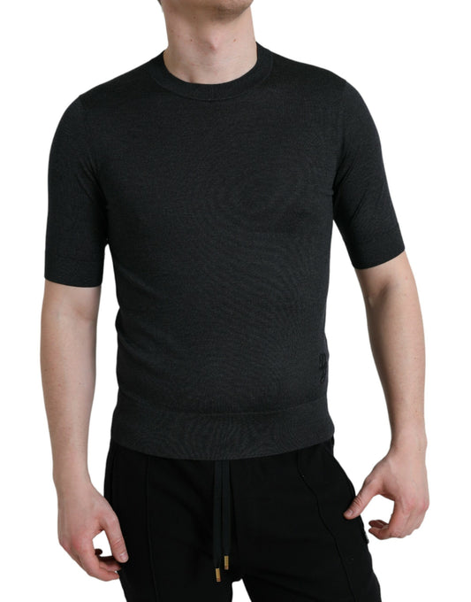 Dolce & Gabbana Dark Gray Crew Neck Short Sleeves T-shirt Dolce & Gabbana