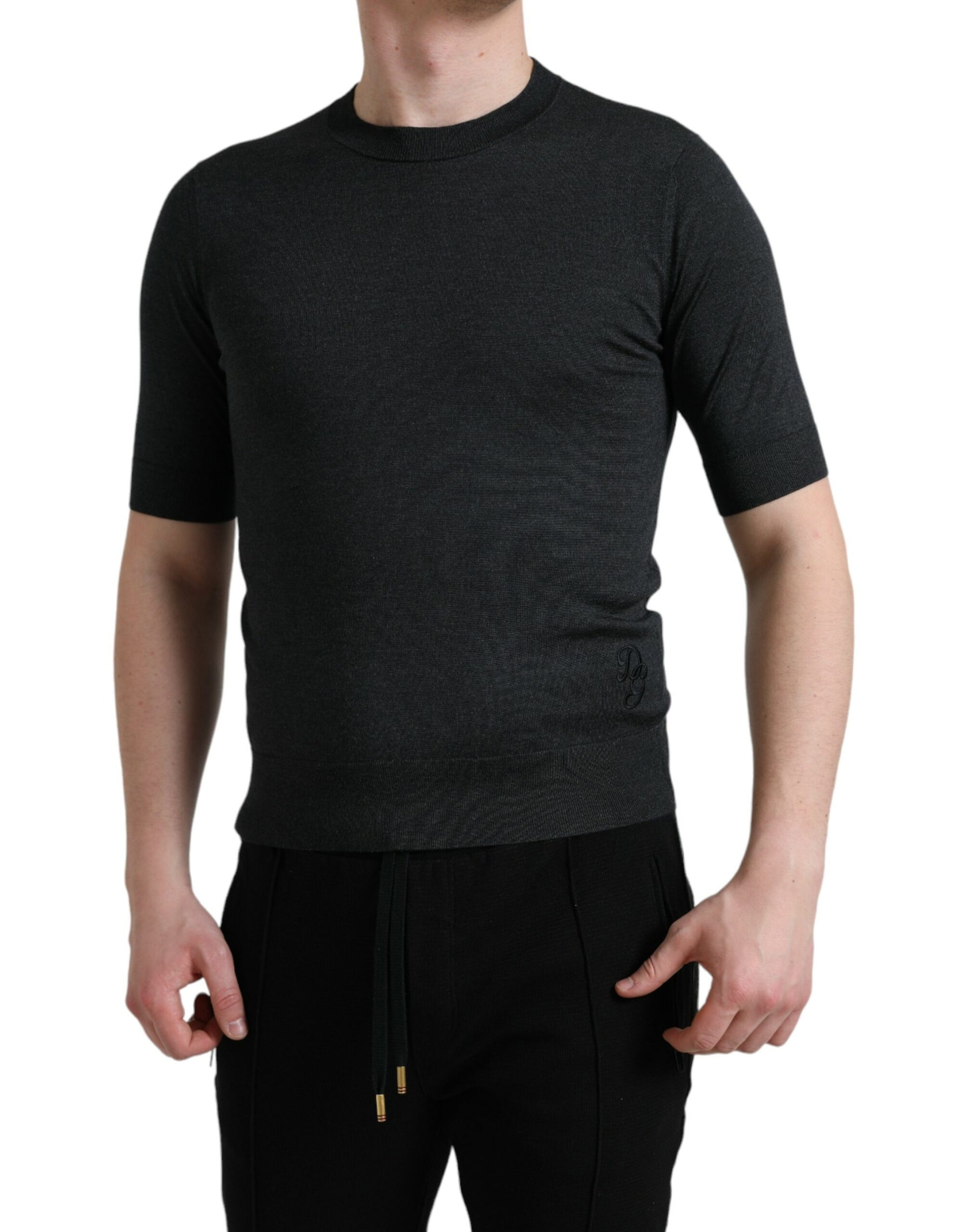 Dolce & Gabbana Dark Gray Crew Neck Short Sleeves T-shirt Dolce & Gabbana