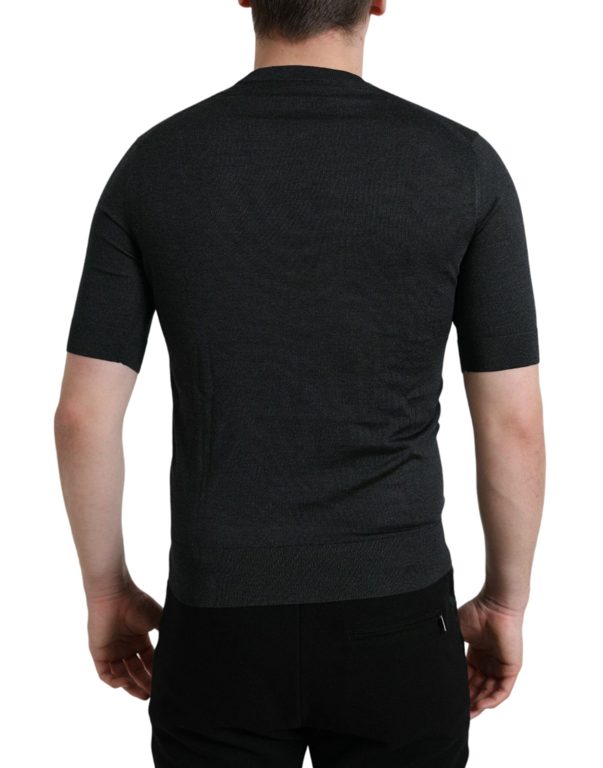 Dolce & Gabbana Dark Gray Crew Neck Short Sleeves T-shirt Dolce & Gabbana