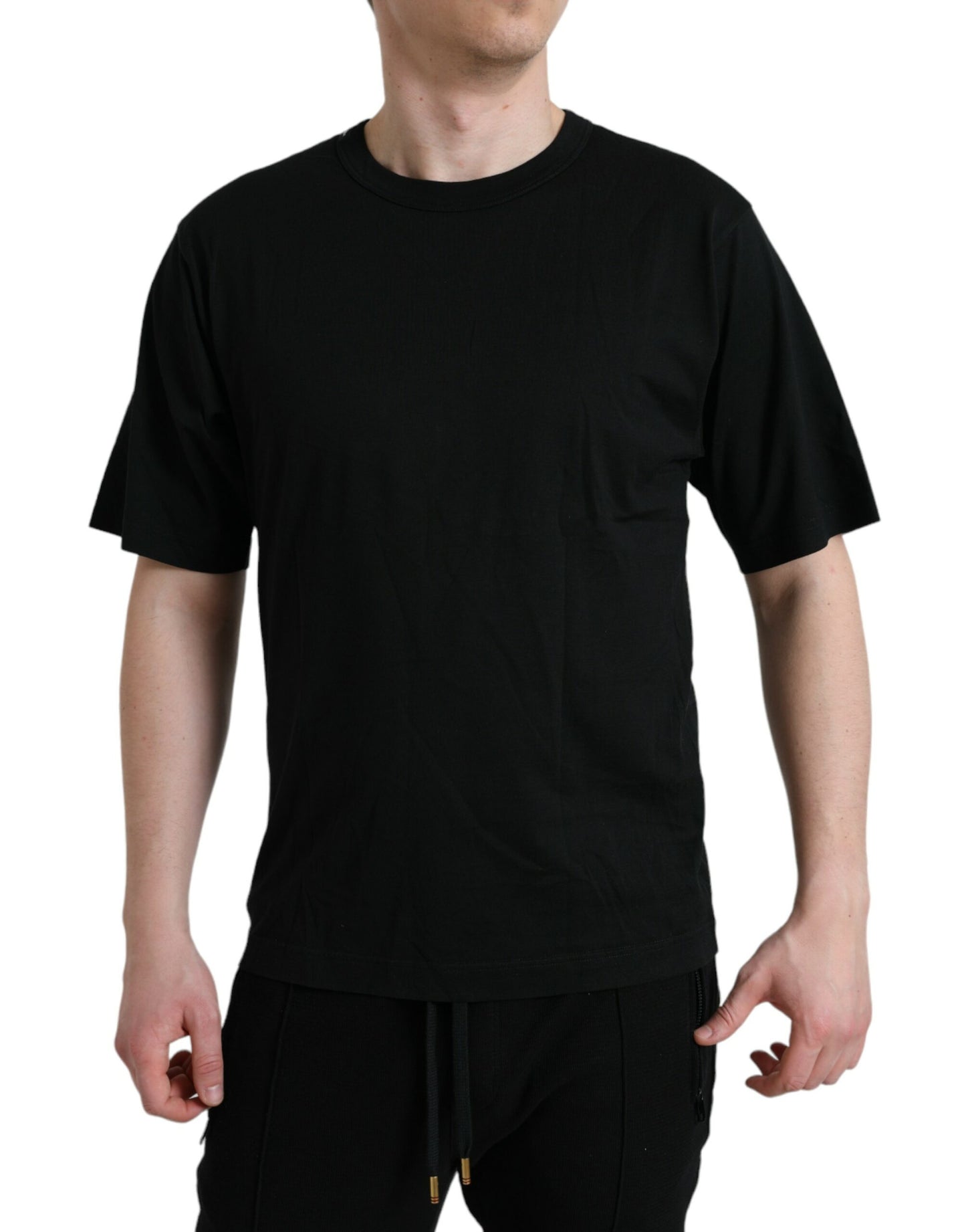 Dolce & Gabbana Black Logo Embossed Crew Neck Short Sleeves T-shirt Dolce & Gabbana