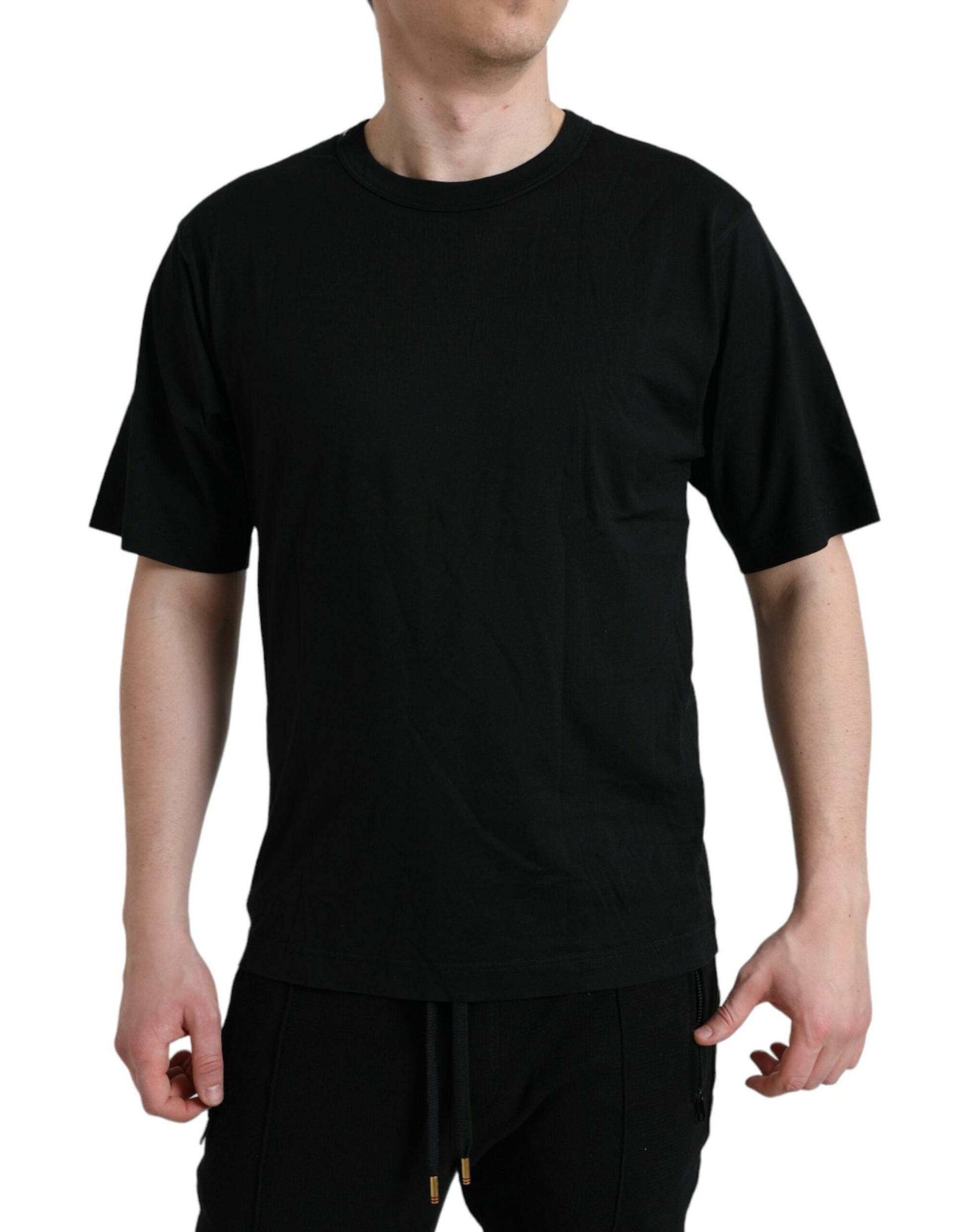 Dolce & Gabbana Black Logo Embossed Crew Neck Short Sleeves T-shirt Dolce & Gabbana