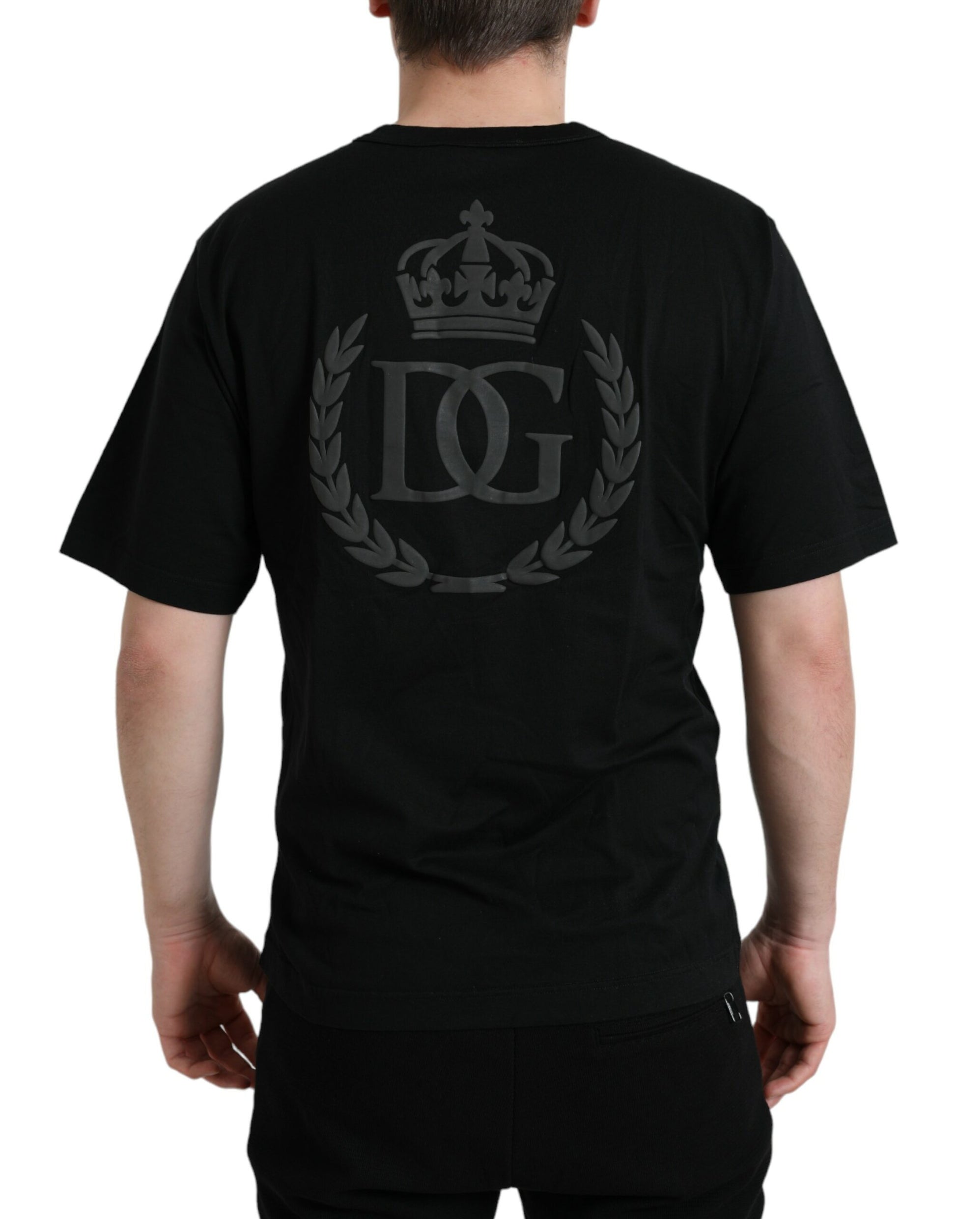 Dolce & Gabbana Black Logo Embossed Crew Neck Short Sleeves T-shirt Dolce & Gabbana