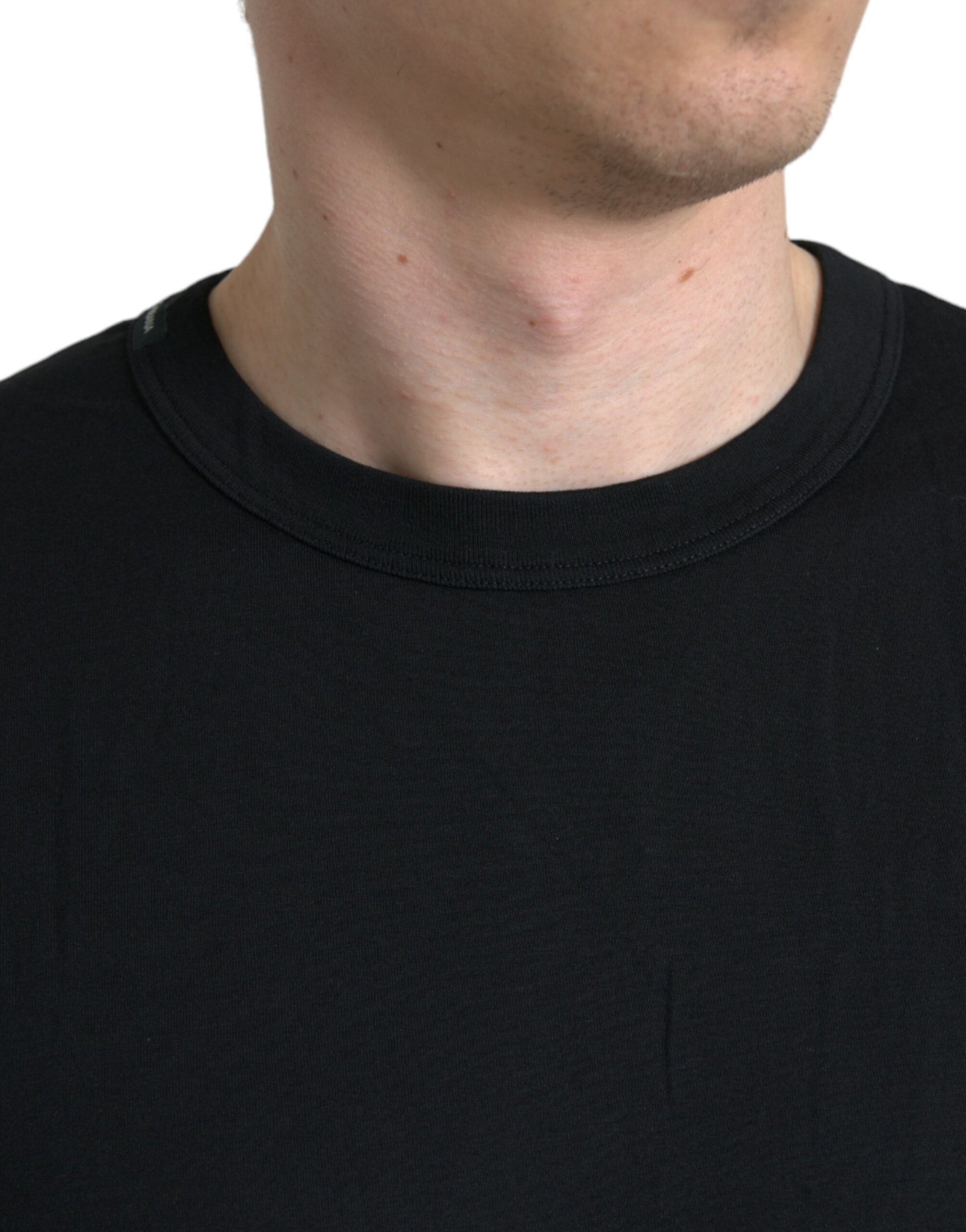 Dolce & Gabbana Black Logo Embossed Crew Neck Short Sleeves T-shirt Dolce & Gabbana