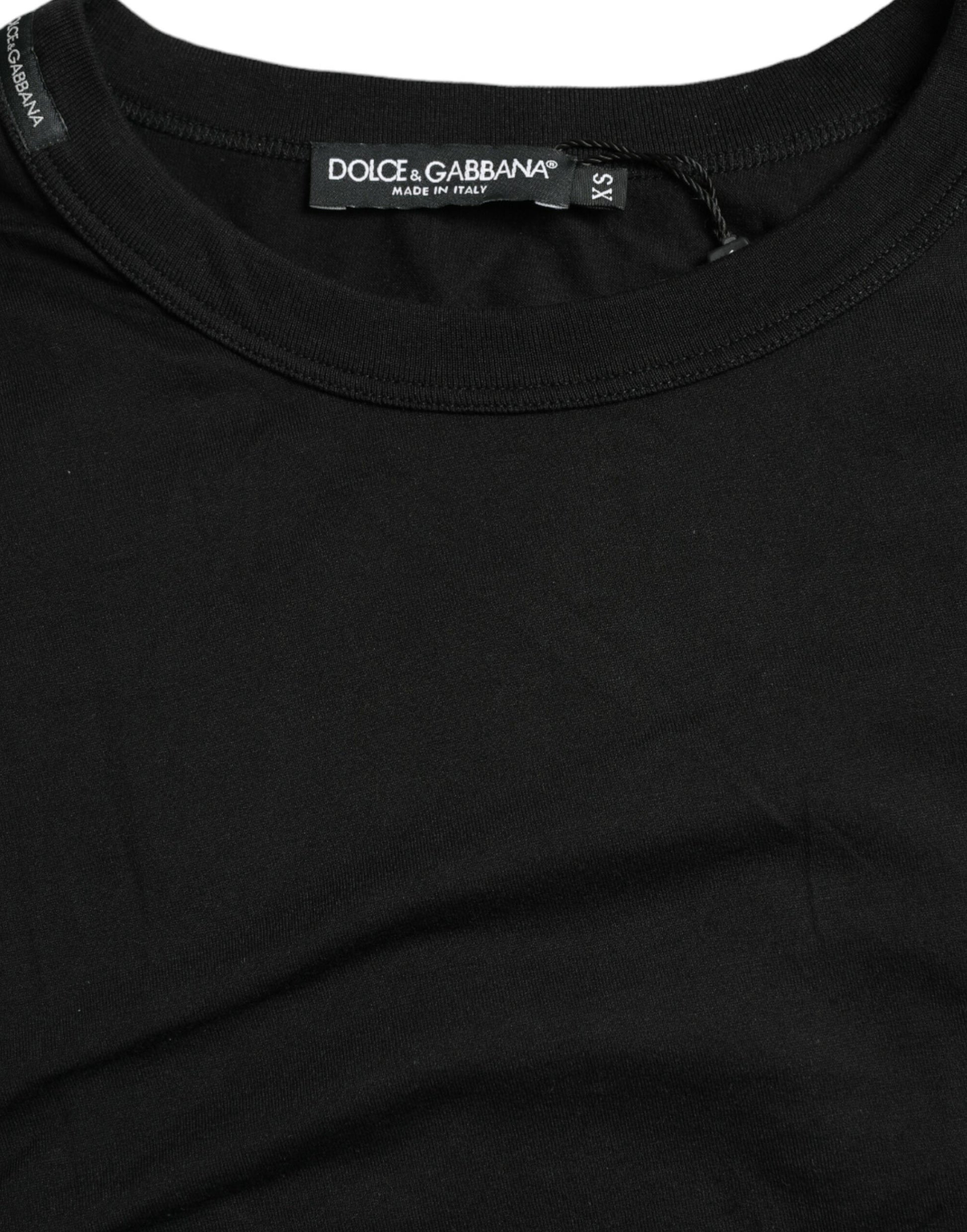 Dolce & Gabbana Black Logo Embossed Crew Neck Short Sleeves T-shirt Dolce & Gabbana