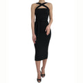 Dolce & Gabbana Black Sheath Halter Sleeveless Midi Dress