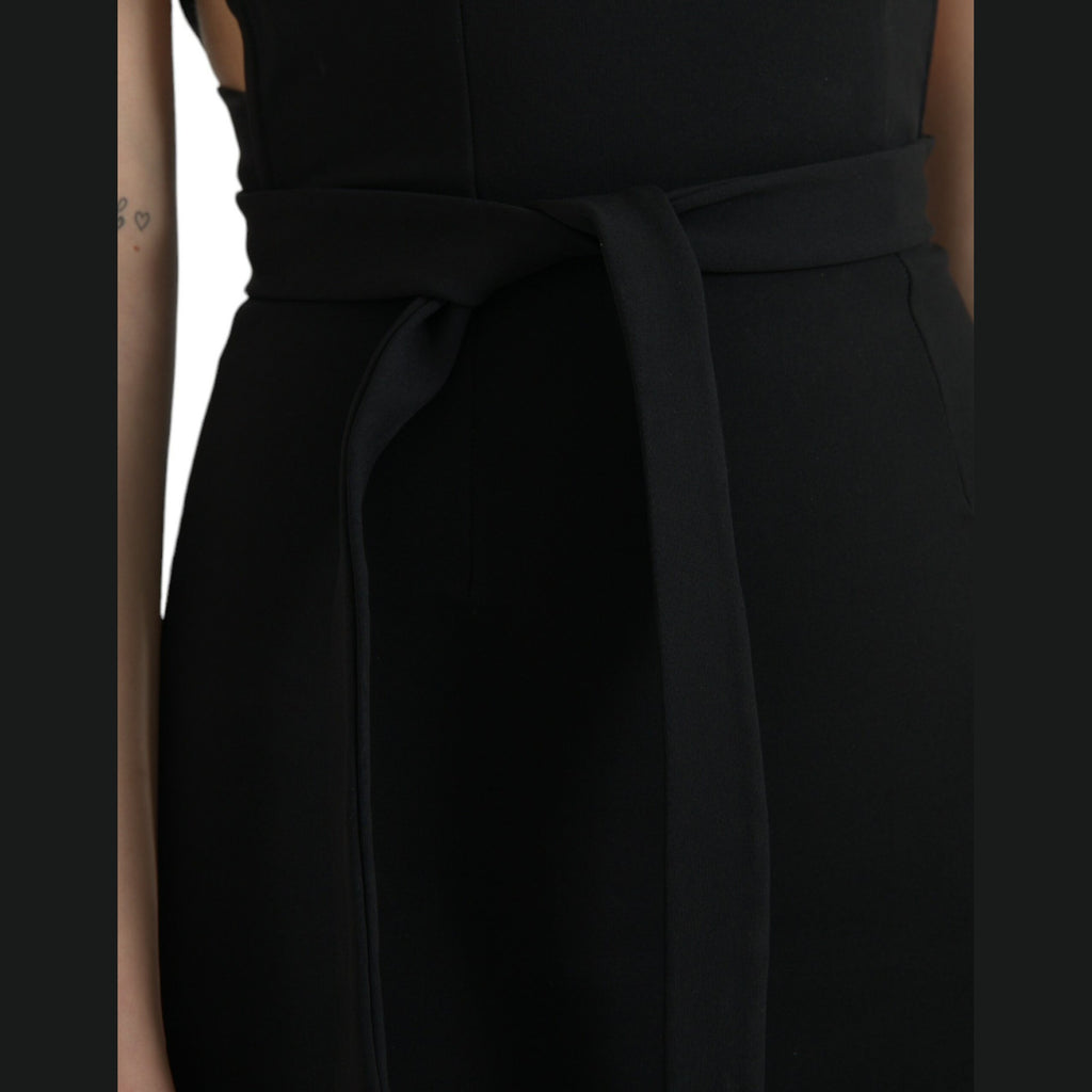 Dolce & Gabbana Black Sheath Halter Sleeveless Midi Dress