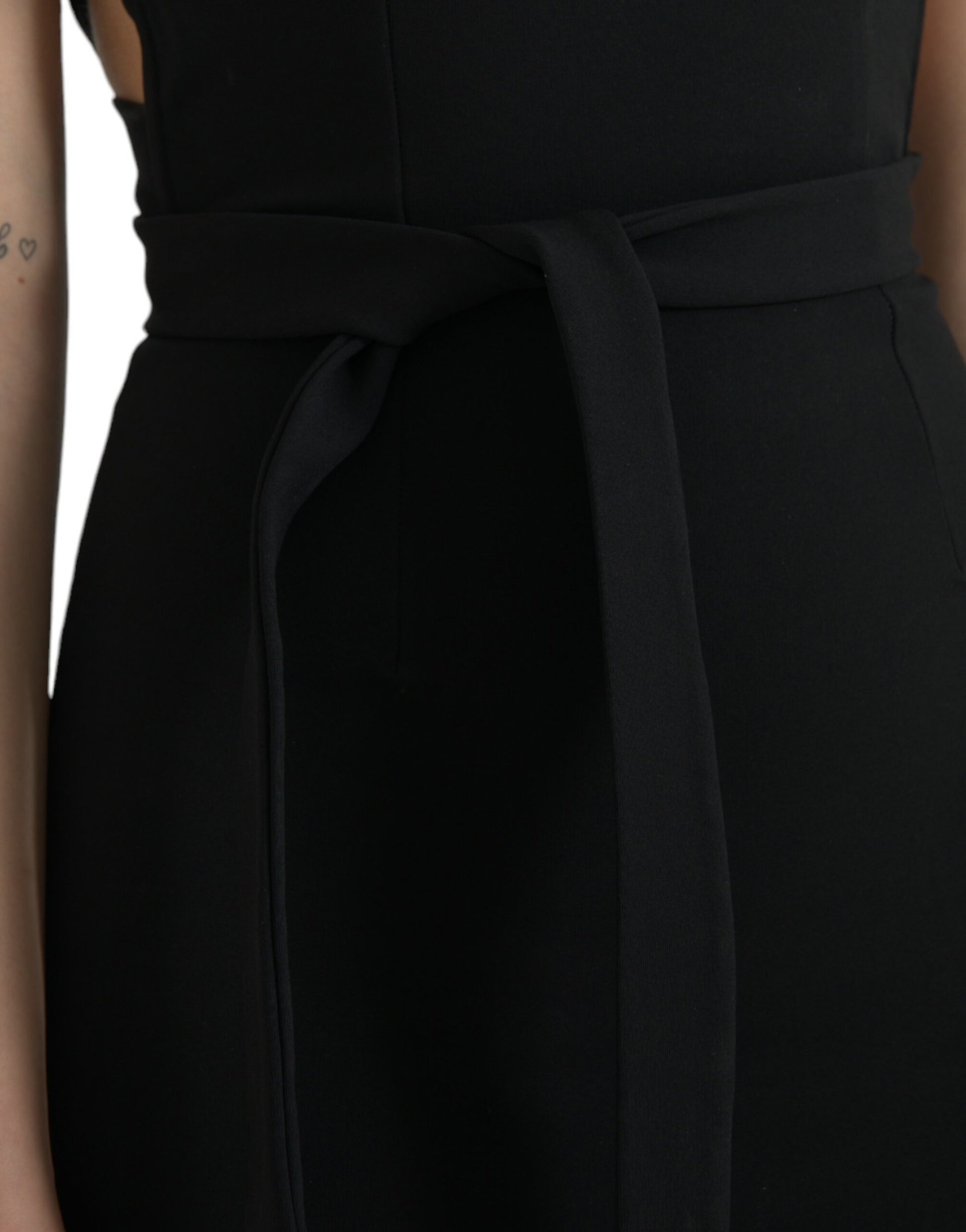 Dolce & Gabbana Black Sheath Halter Sleeveless Midi Dress Dolce & Gabbana