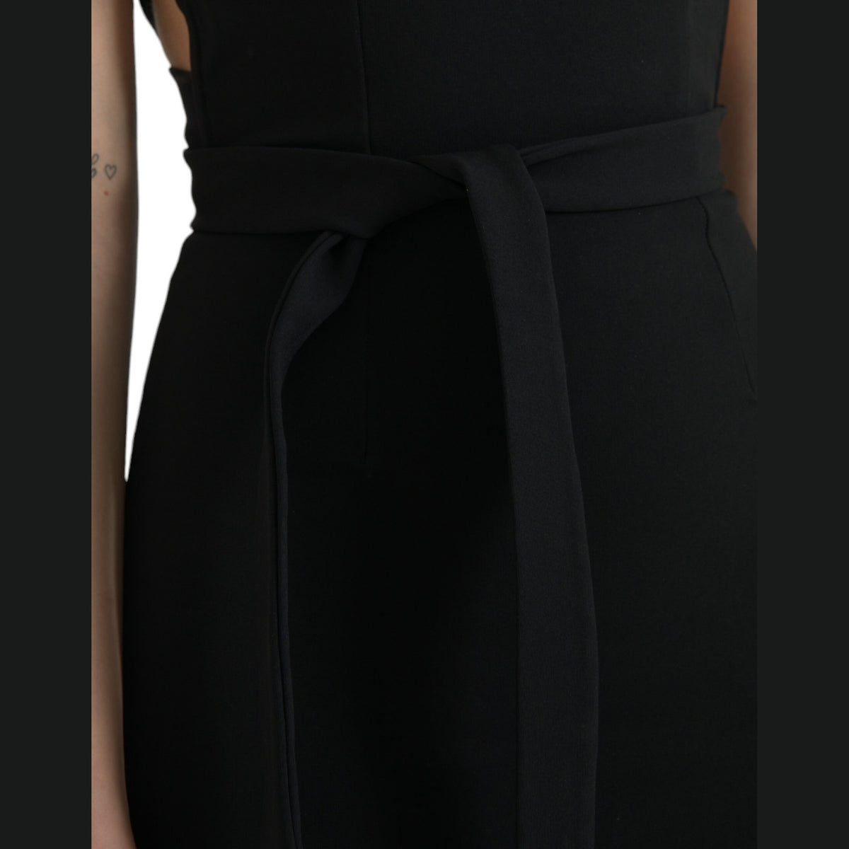 Dolce & Gabbana Black Sheath Halter Sleeveless Midi Dress