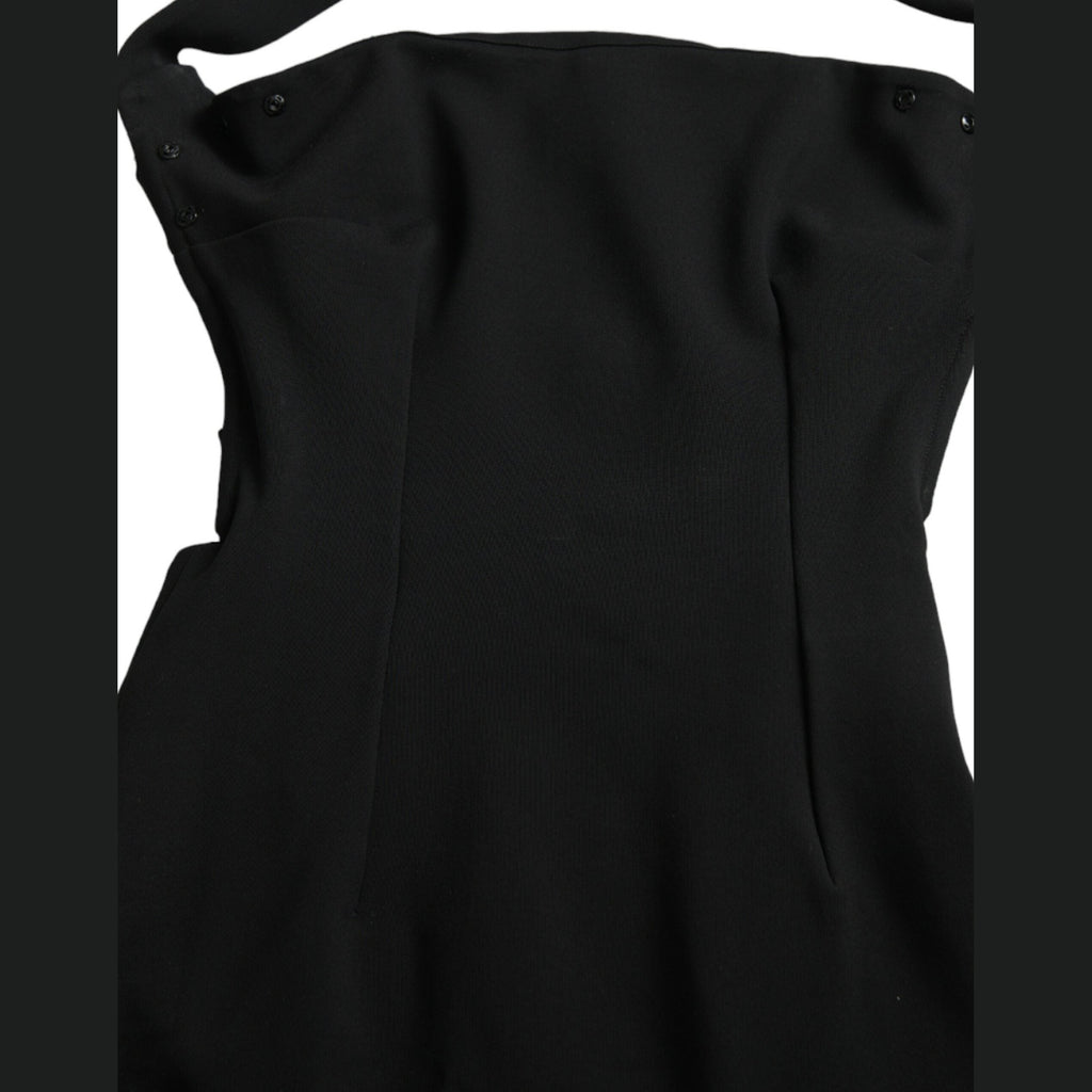Dolce & Gabbana Black Sheath Halter Sleeveless Midi Dress
