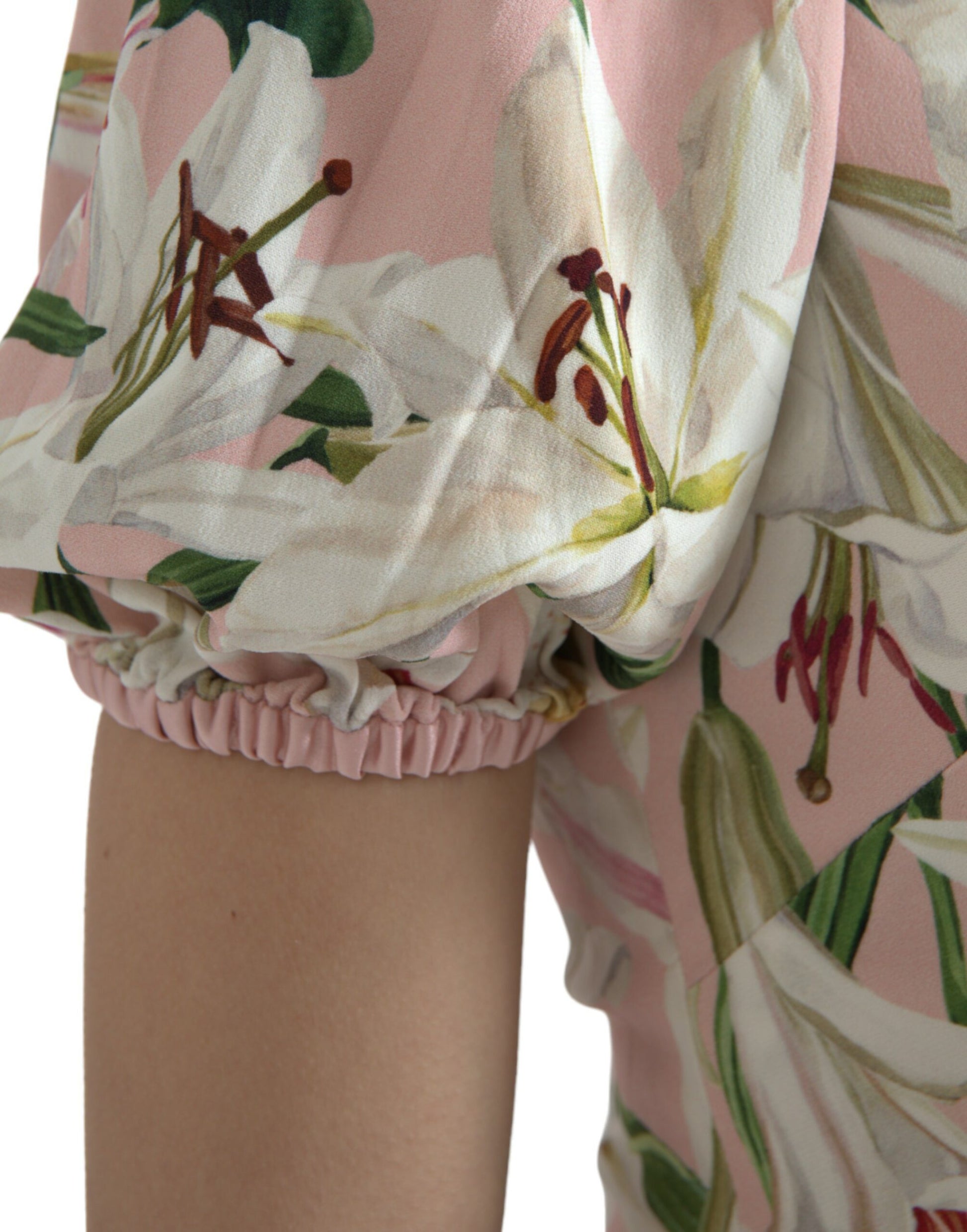 Dolce & Gabbana Pink Lily Viscose Sheath Stretch Mini Dress Dolce & Gabbana