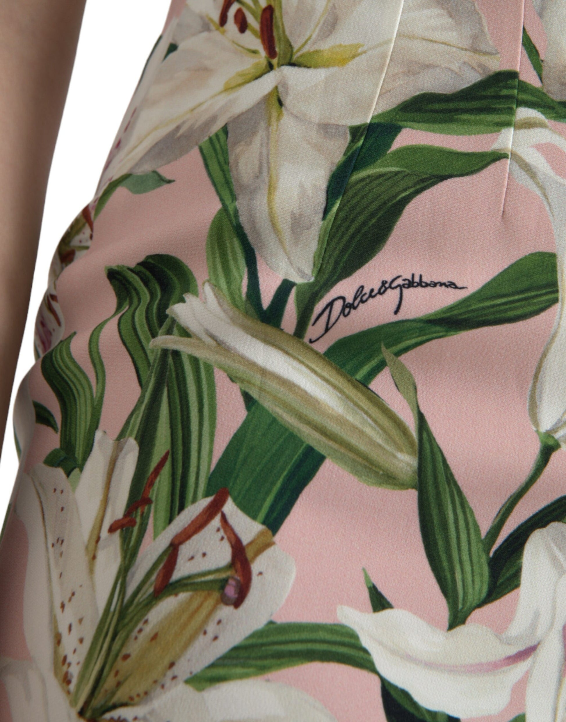 Dolce & Gabbana Pink Lily Viscose Sheath Stretch Mini Dress Dolce & Gabbana