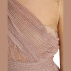 Dolce & Gabbana Light Lilac Pleated Lame Tulle One Shoulder Dress