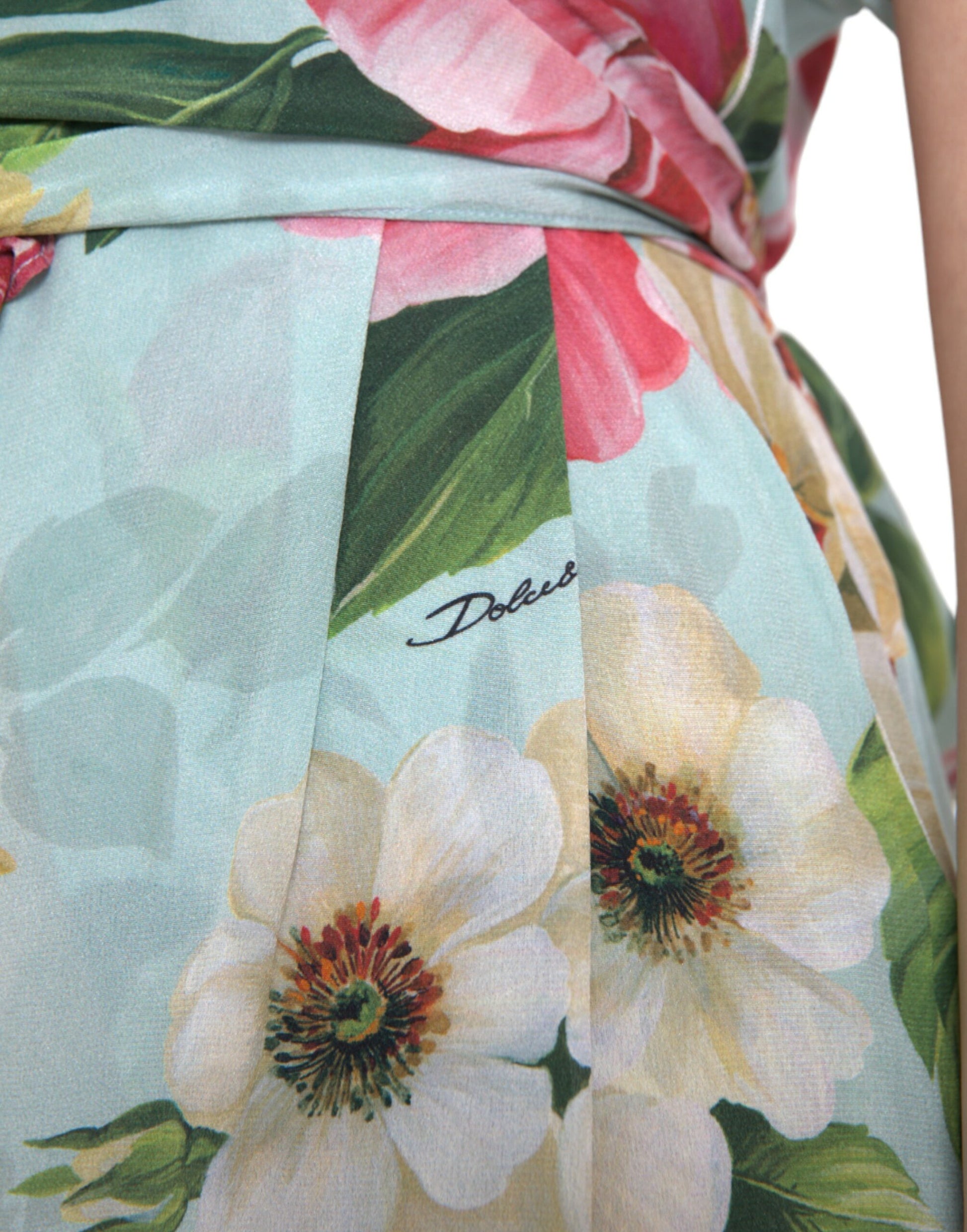 Dolce & Gabbana Blue Floral Wide Leg Wrap Jumpsuit Dress Dolce & Gabbana