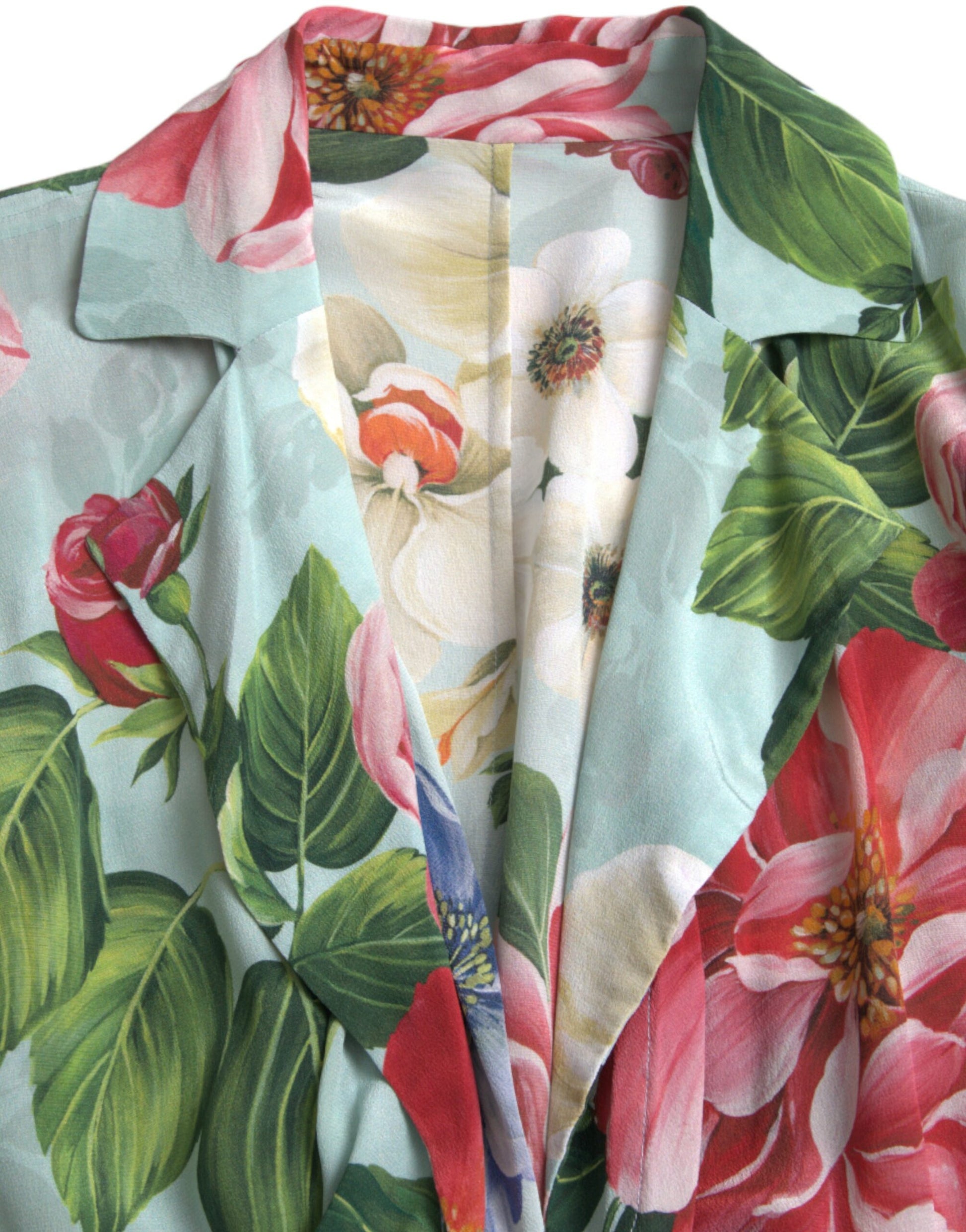 Dolce & Gabbana Blue Floral Wide Leg Wrap Jumpsuit Dress Dolce & Gabbana