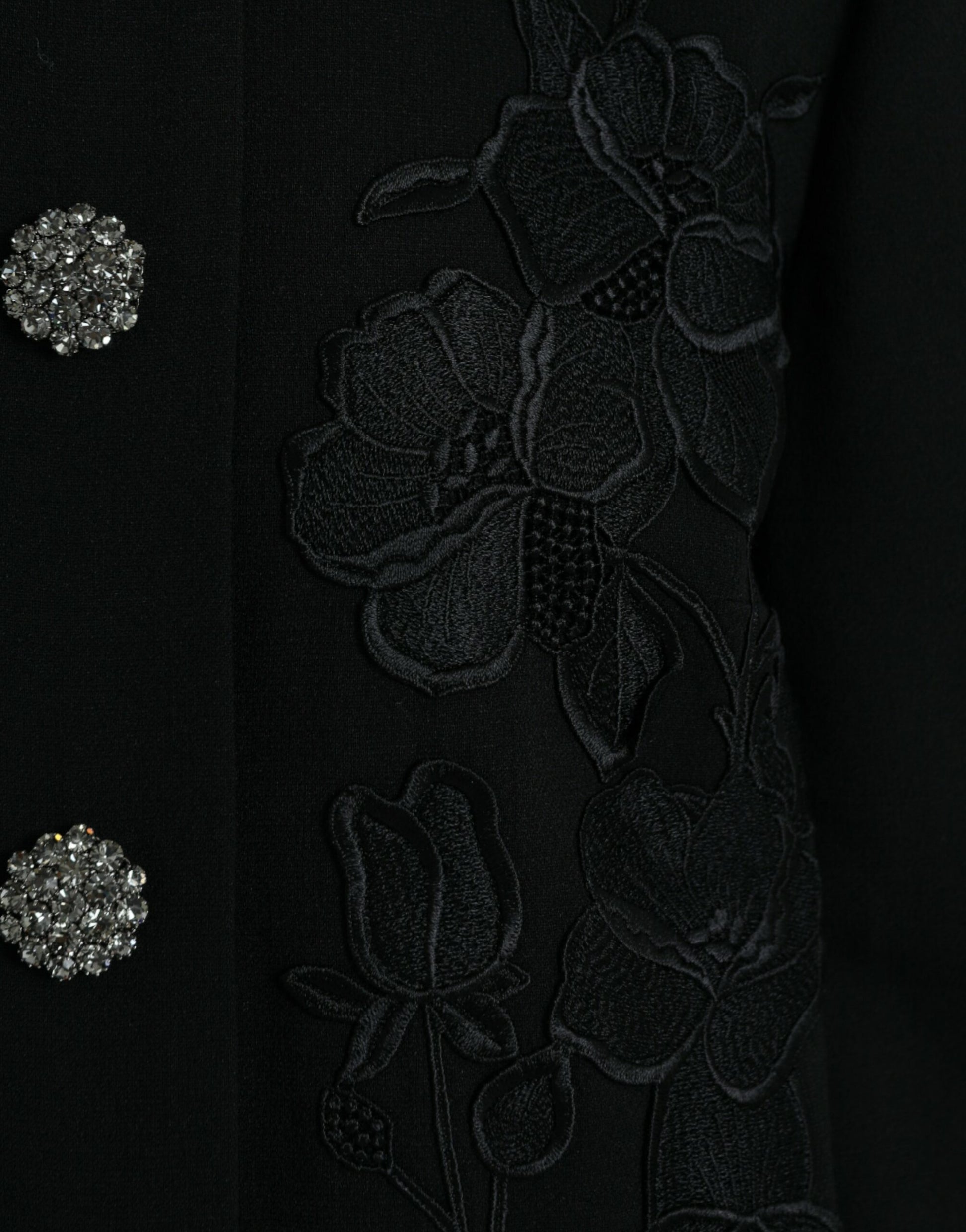 Dolce & Gabbana Black Floral Wool Button Embellished Jacket Dolce & Gabbana