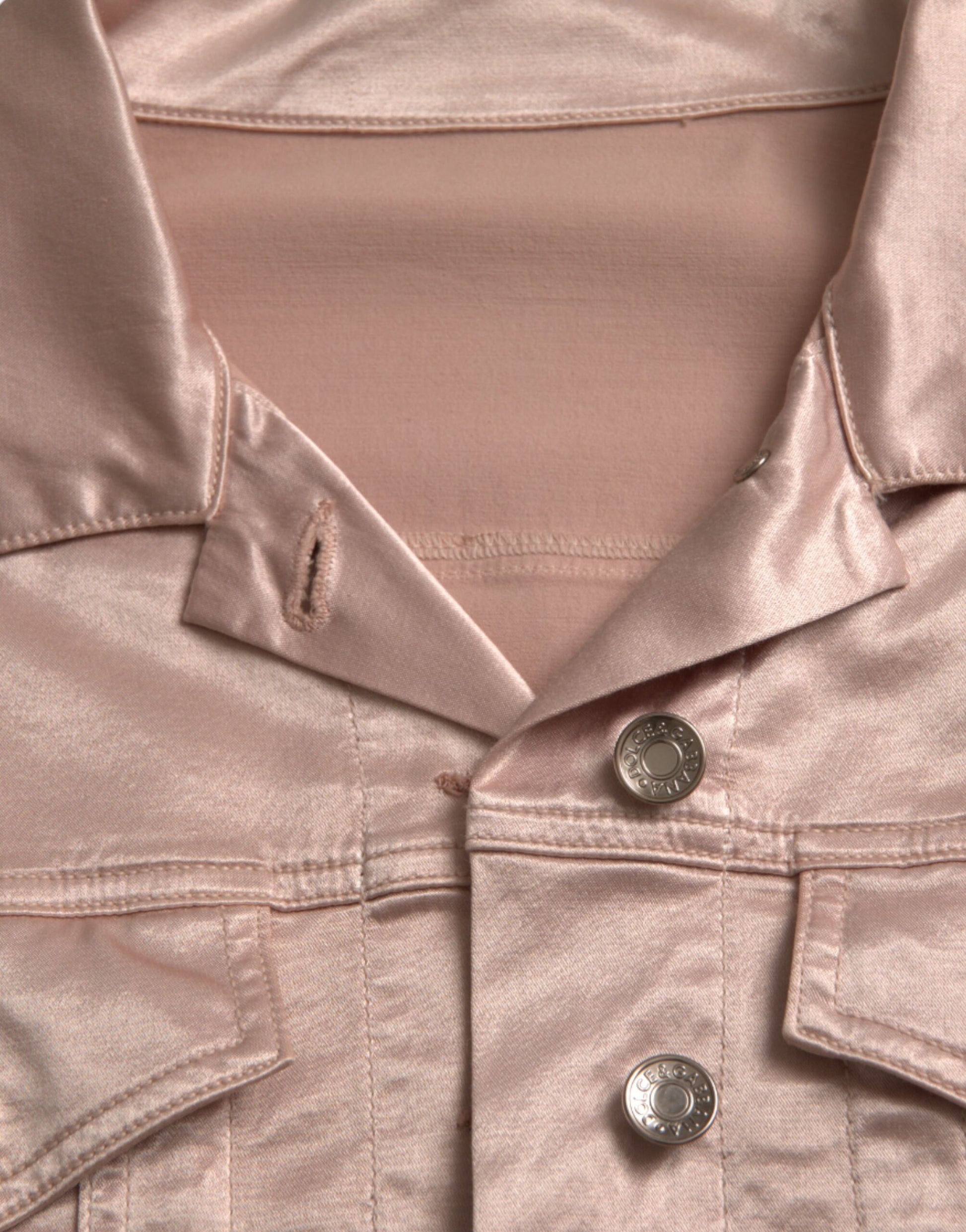 Dolce & Gabbana Pink Cotton Stretch Collared Cropped Jacket Dolce & Gabbana