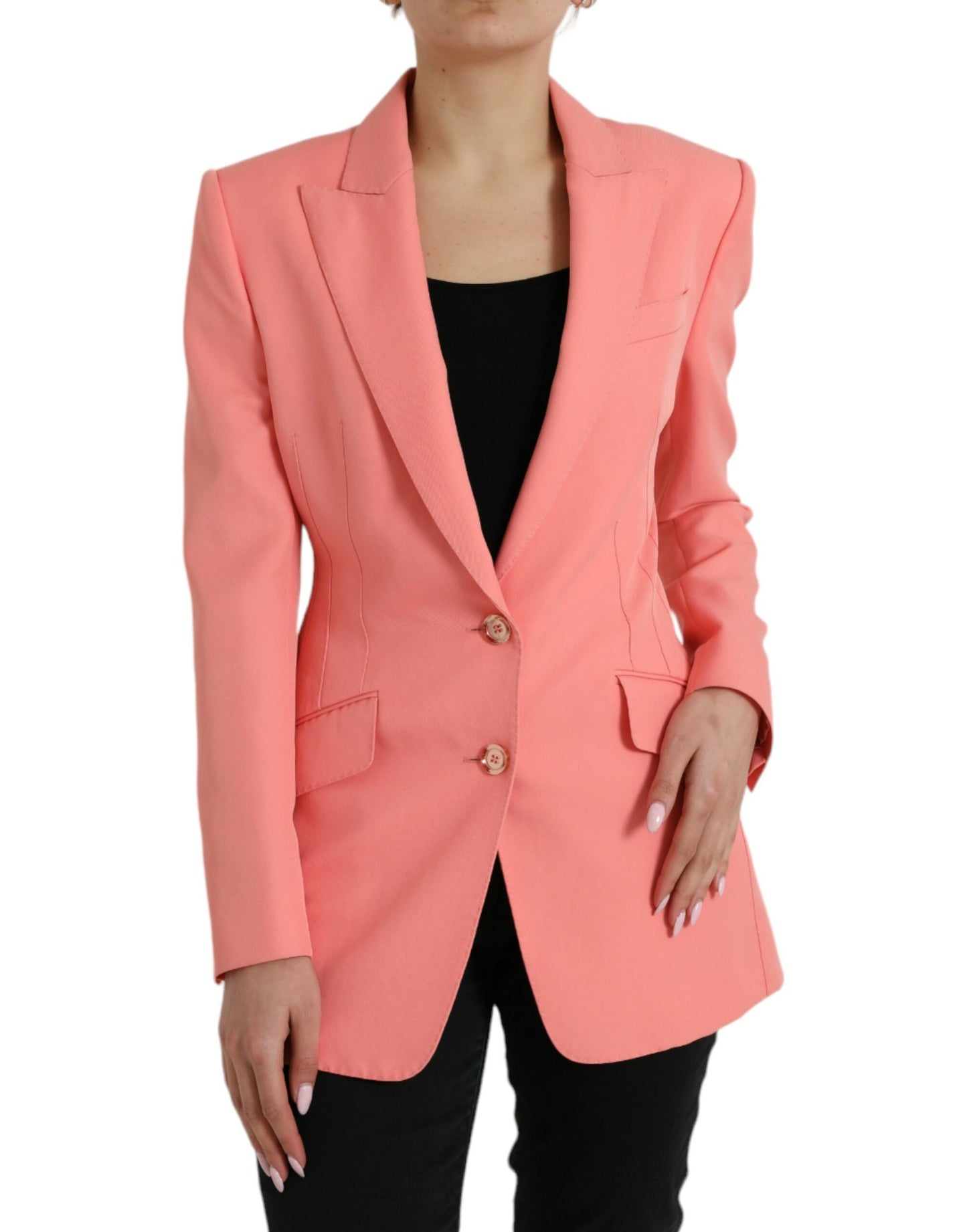 Dolce & Gabbana Pink Polyester Single Breasted Blazer Jacket Dolce & Gabbana