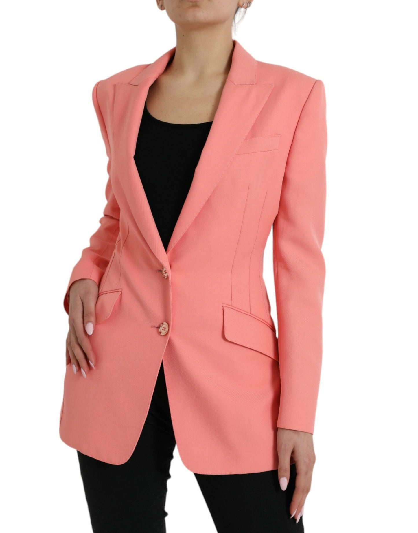 Dolce & Gabbana Pink Polyester Single Breasted Blazer Jacket Dolce & Gabbana