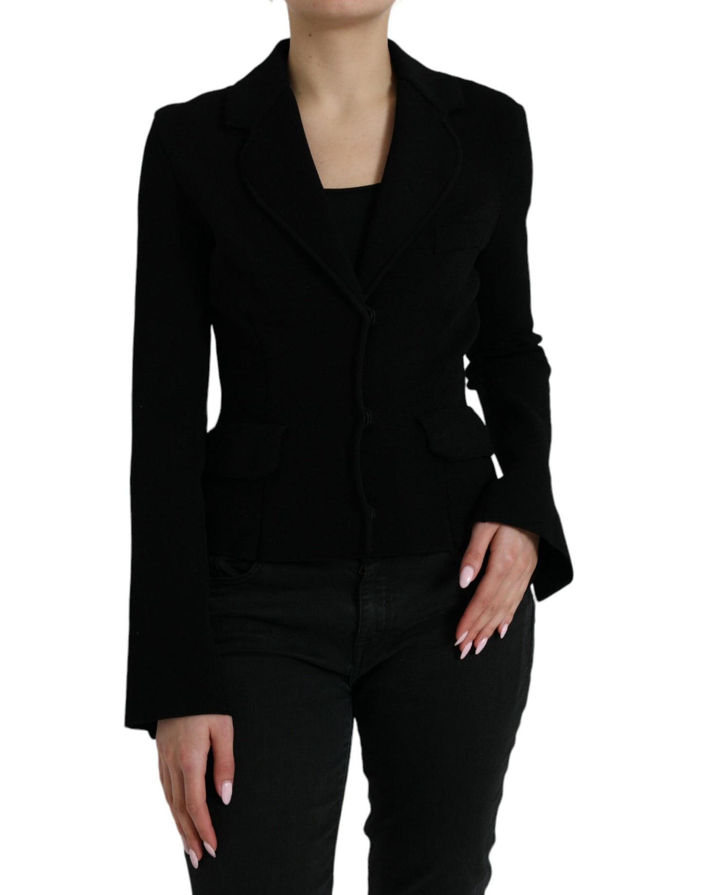 Dolce & Gabbana Black Viscose Single Breasted Blazer Jacket Dolce & Gabbana