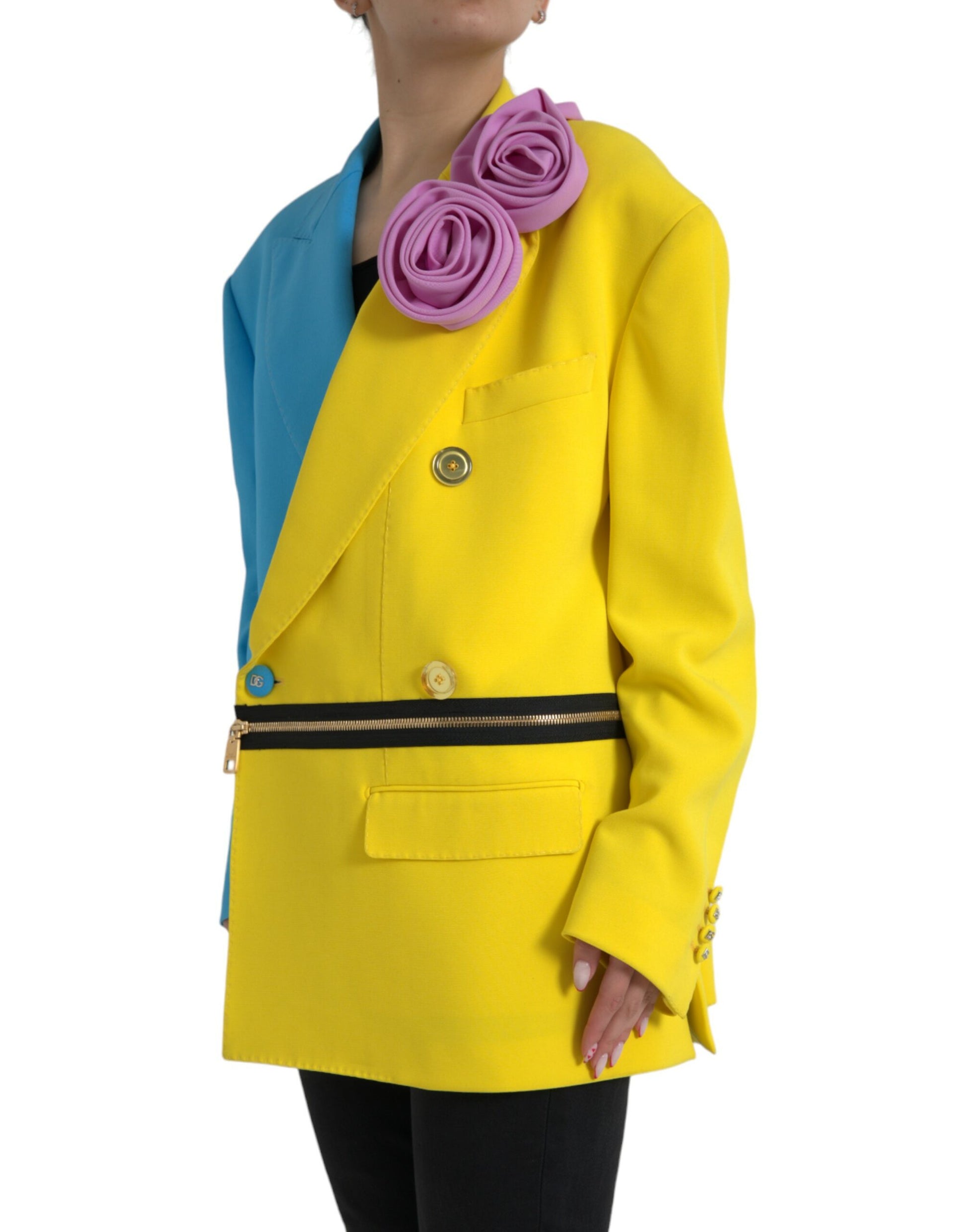 Dolce & Gabbana Multicolor Patchwork Floral Appliques Coat Jacket Dolce & Gabbana