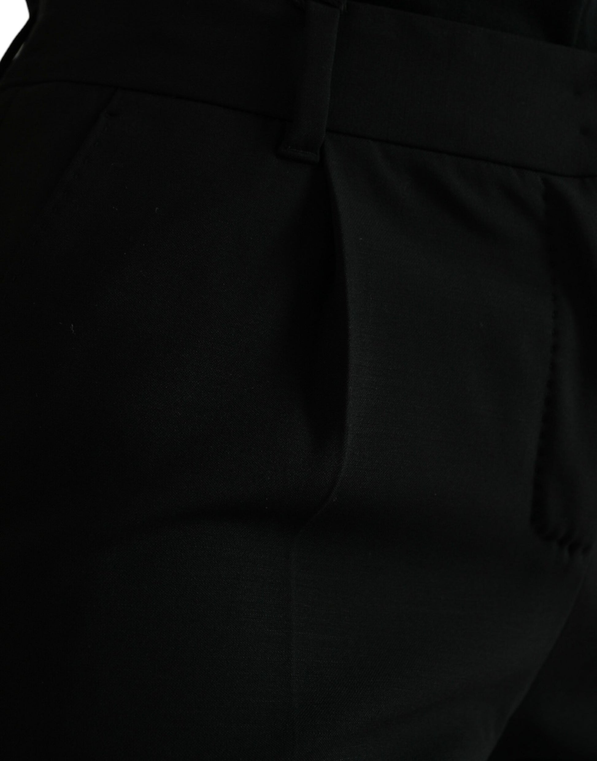 Dolce & Gabbana Black Wool Mid Waist Tapered Pants Dolce & Gabbana
