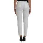 Dolce & Gabbana White Wool Mid Waist Tapered Pants