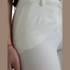 Dolce & Gabbana White Wool Mid Waist Tapered Pants