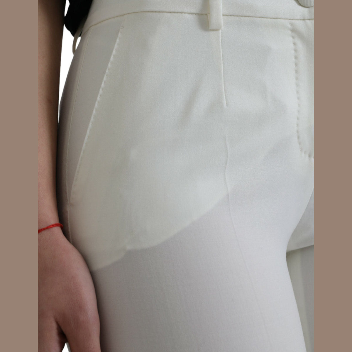 Dolce & Gabbana White Wool Mid Waist Tapered Pants