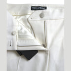Dolce & Gabbana White Wool Mid Waist Tapered Pants