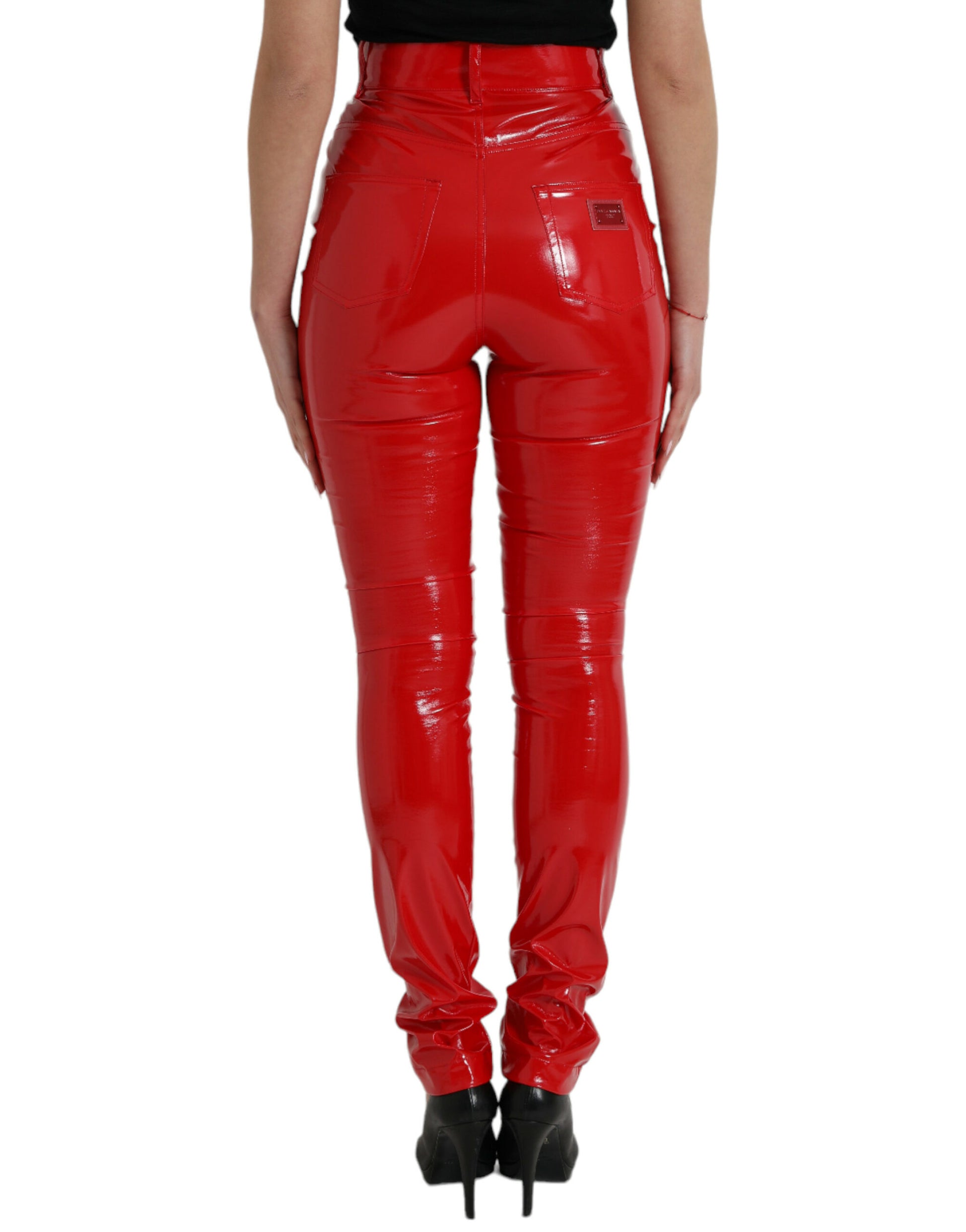 Dolce & Gabbana Shiny Red High Waist Skinny Pants Dolce & Gabbana