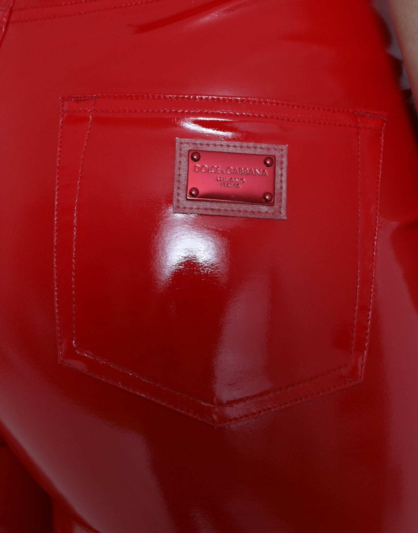 Dolce & Gabbana Shiny Red High Waist Skinny Pants Dolce & Gabbana