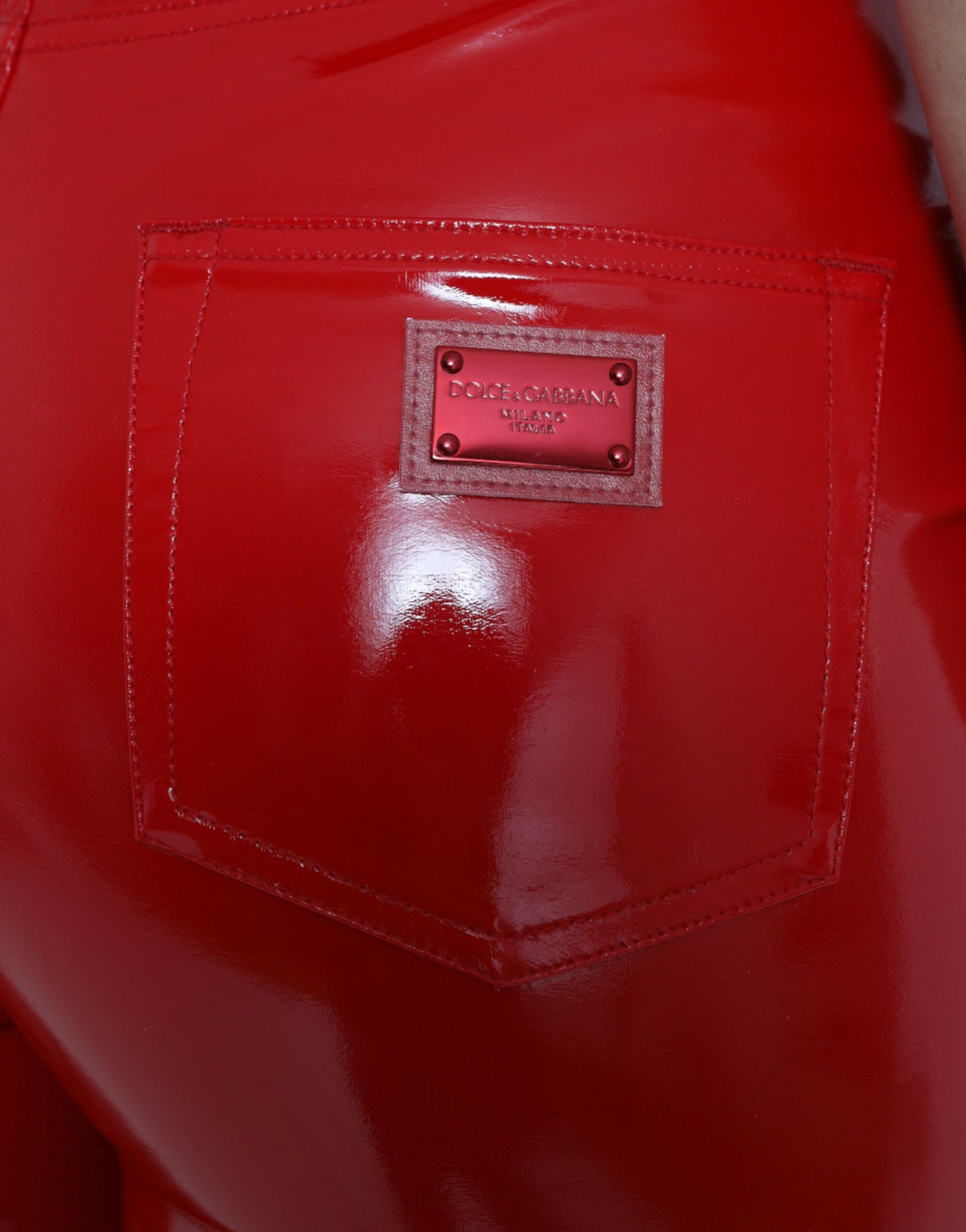 Dolce & Gabbana Shiny Red High Waist Skinny Pants Dolce & Gabbana