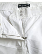 Dolce & Gabbana White Cut Out Cotton Mid Waist Cropped Pants