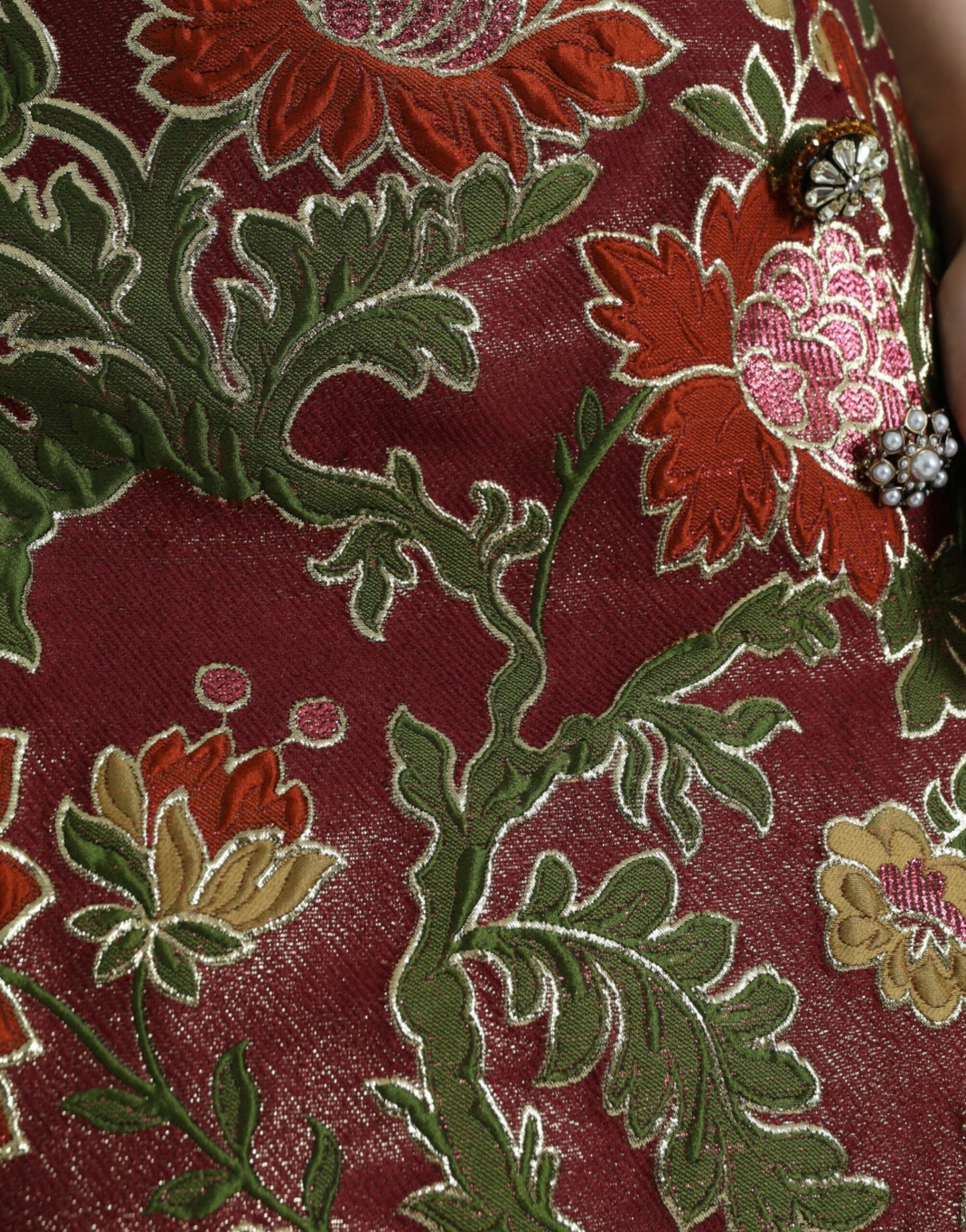 Dolce & Gabbana Maroon Floral Jacquard A-line Mini Skirt Dolce & Gabbana