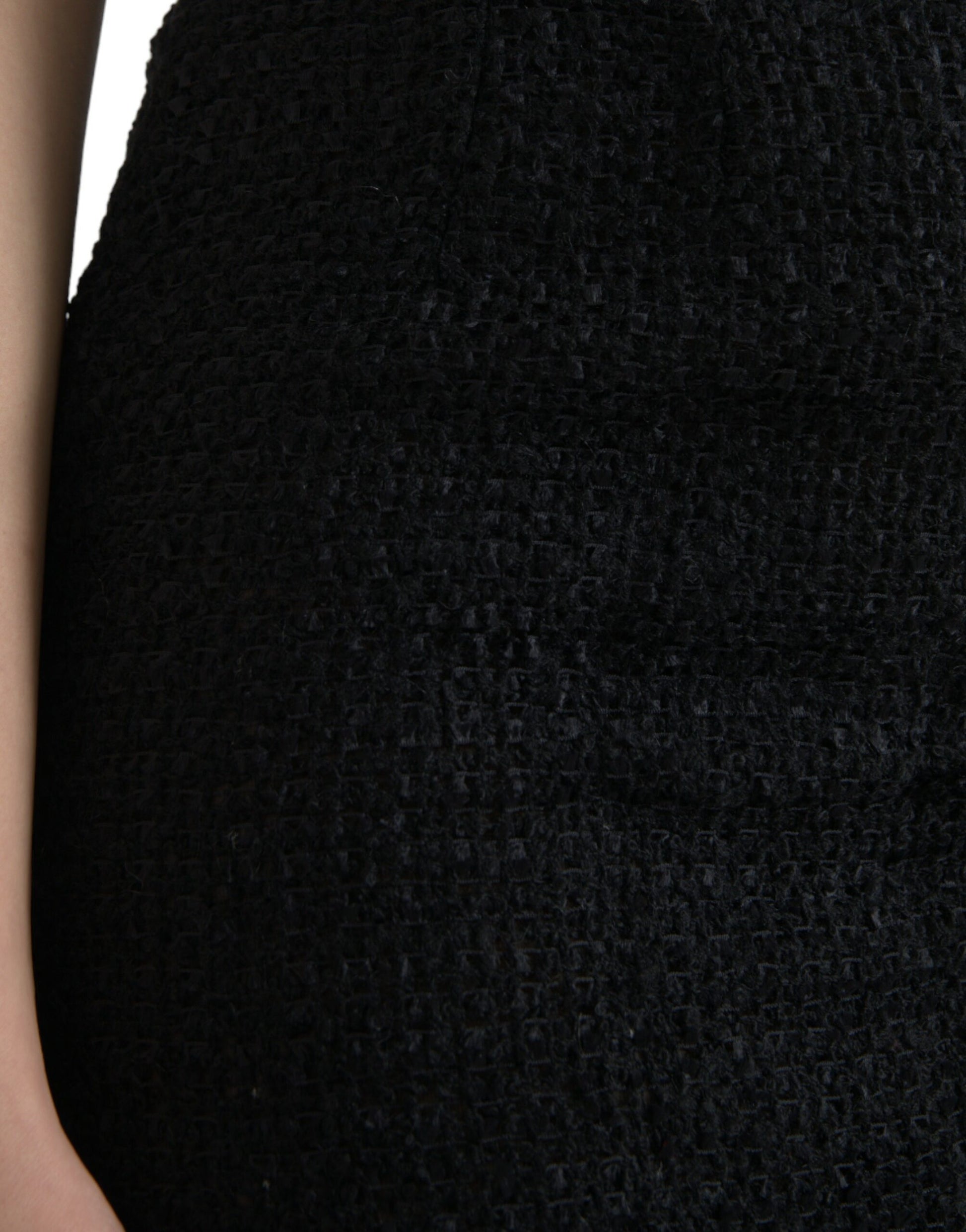 Dolce & Gabbana Black Wool High Waist Pencil Cut Midi Skirt Dolce & Gabbana