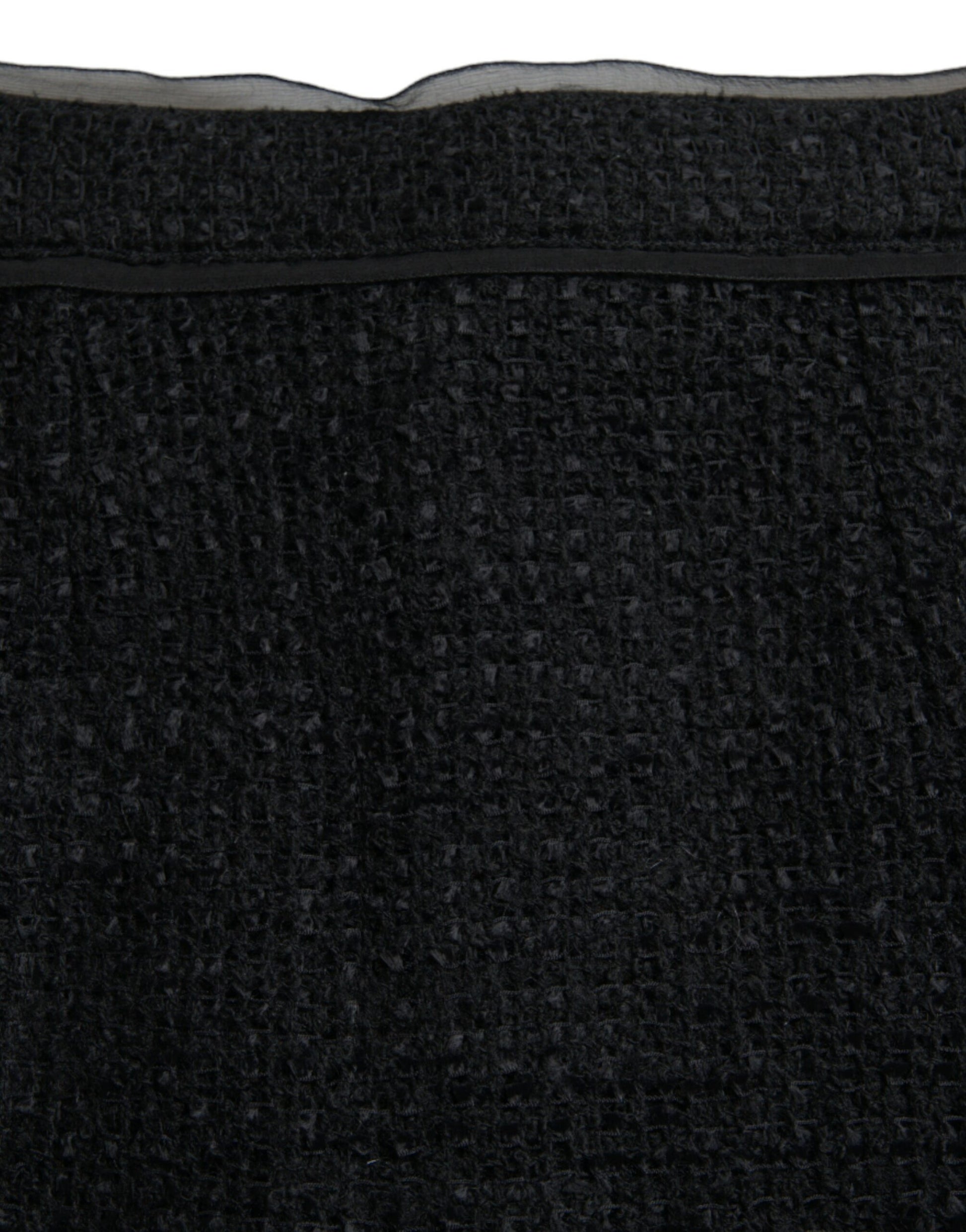 Dolce & Gabbana Black Wool High Waist Pencil Cut Midi Skirt Dolce & Gabbana