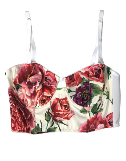 Dolce & Gabbana Multicolor Floral Sleeveless Bustier Crop Top Dolce & Gabbana