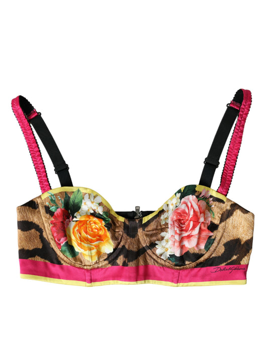 Dolce & Gabbana Multicolor Floral Sleeveless Bustier Crop Top Dolce & Gabbana