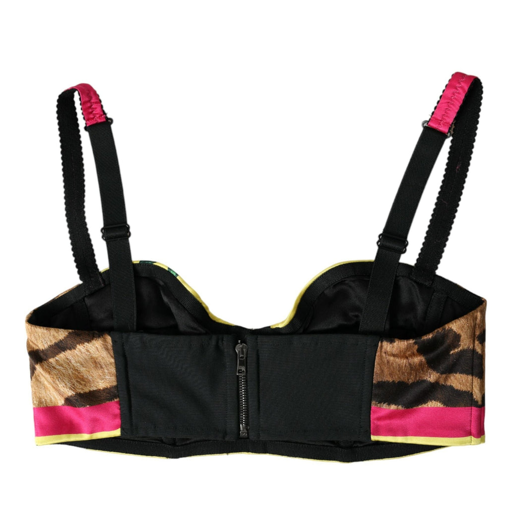 Dolce & Gabbana Multicolor Floral Sleeveless Bustier Crop Top